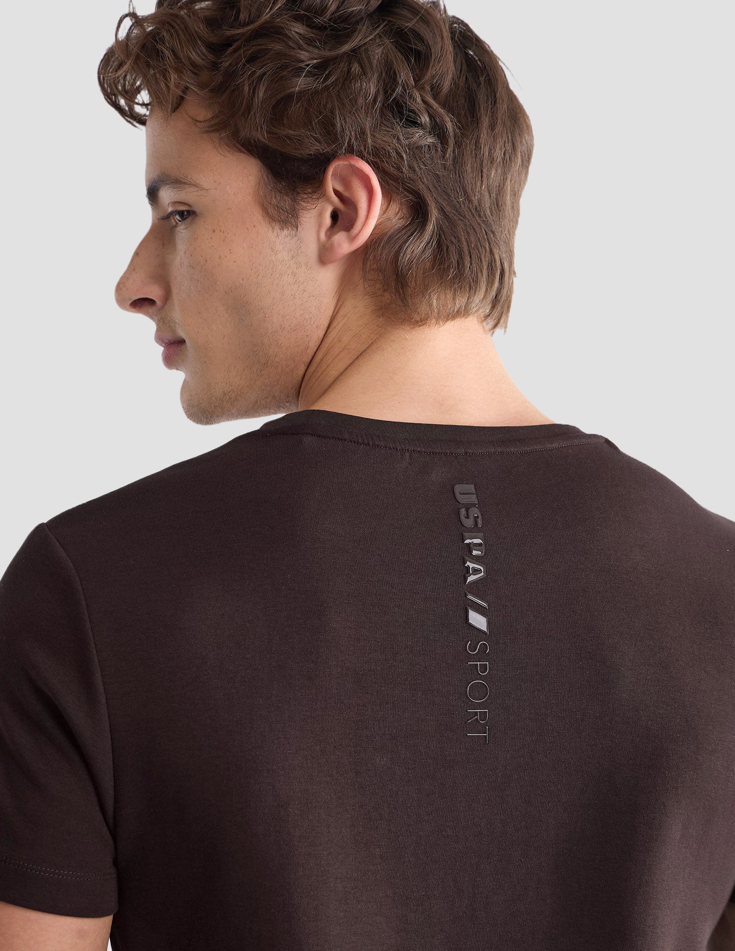 Solid Slim Fit Active T-Shirt Dark Brown - U.S. Polo Assn. India | Large