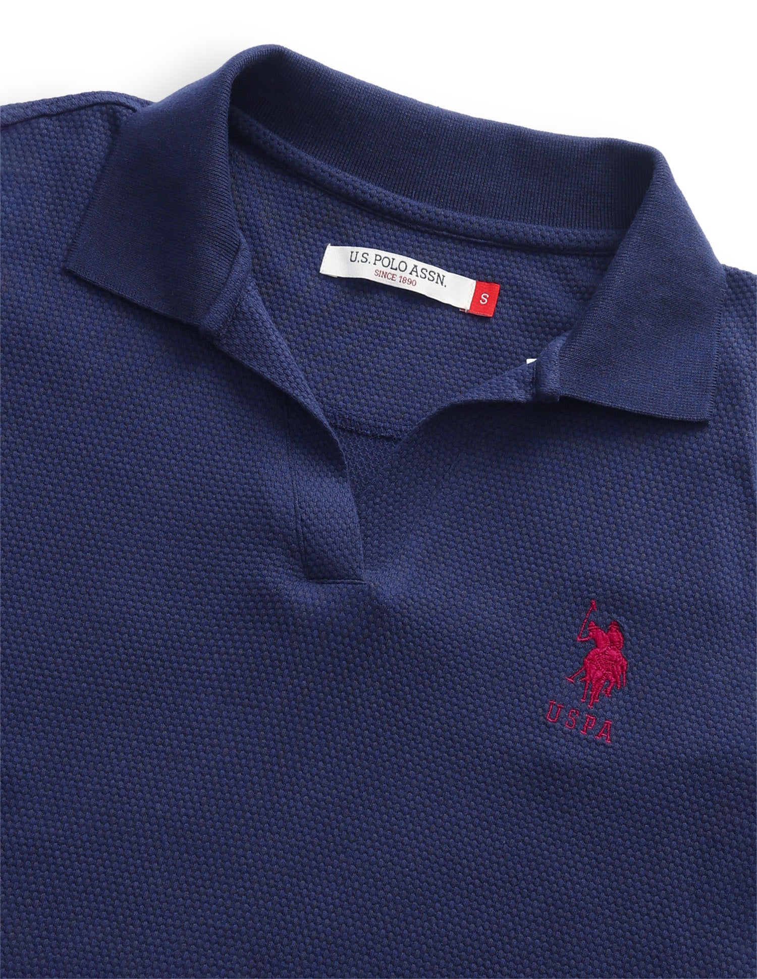 Textured Relaxed Fit Polo Shirt Dark Blue - U.S. Polo Assn. India | Large