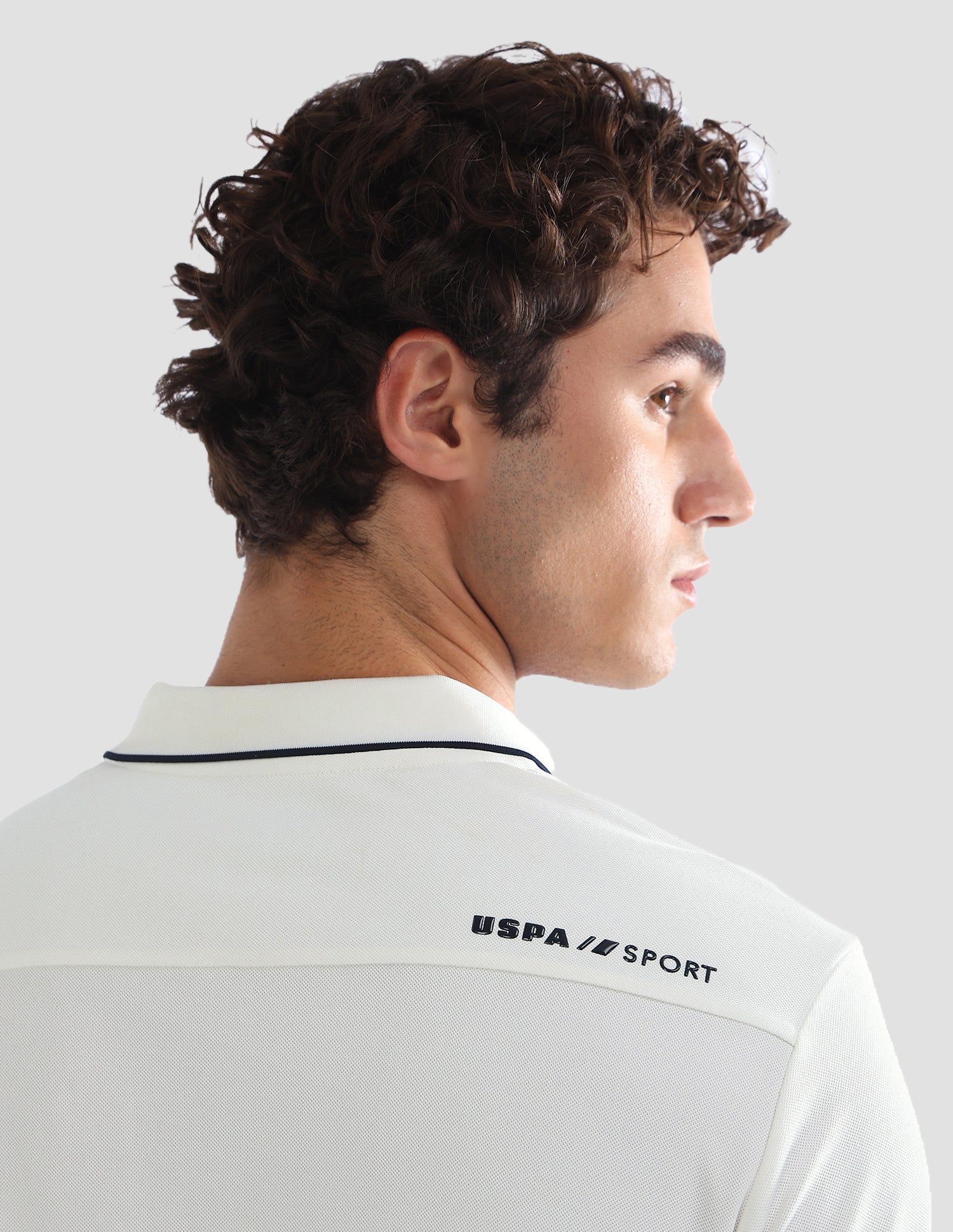 Solid Slim Fit Active Polo Shirt Off White - U.S. Polo Assn. India | Large