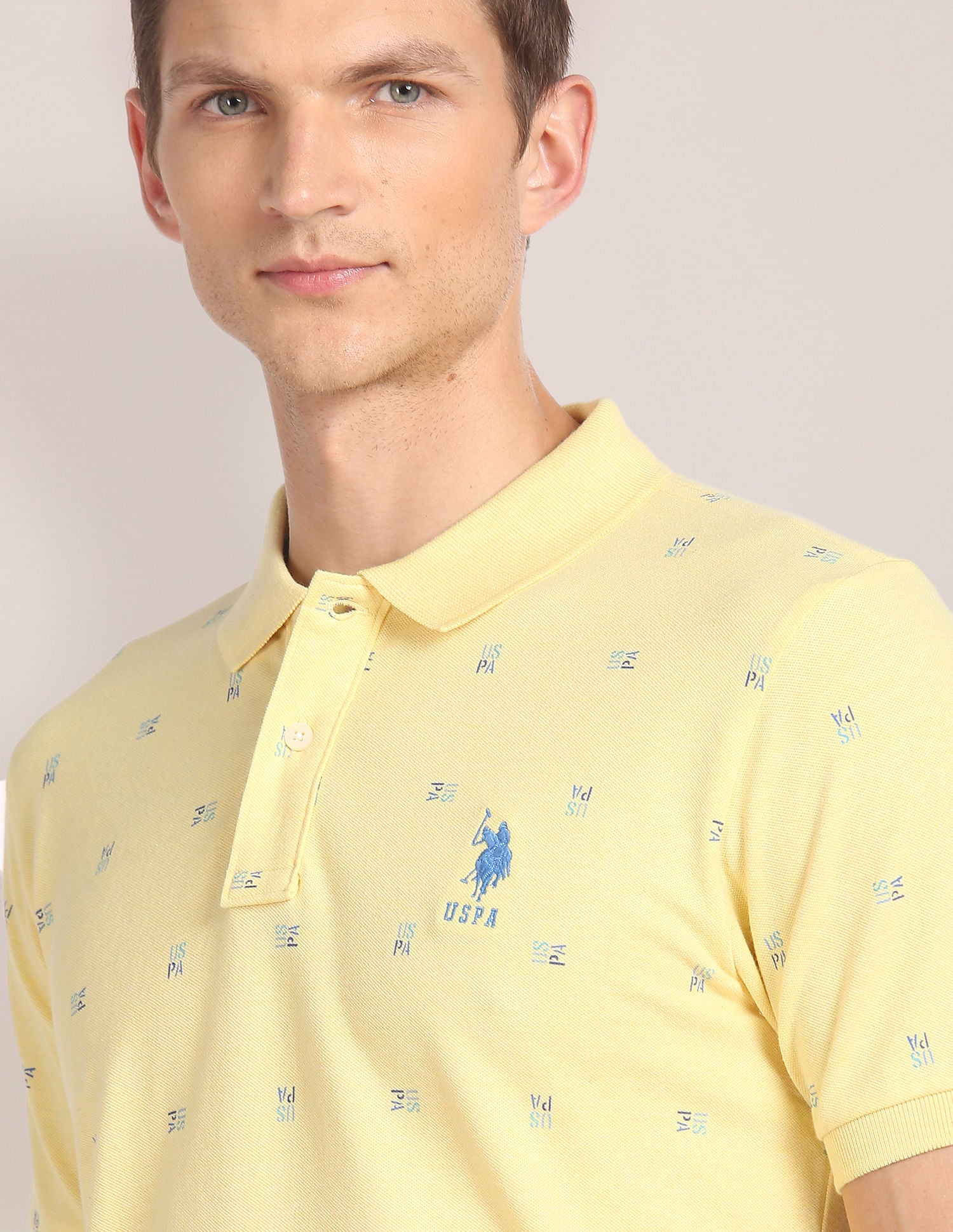 Brand Print Logo Polo Shirt Yellow - U.S. Polo Assn. India | Large