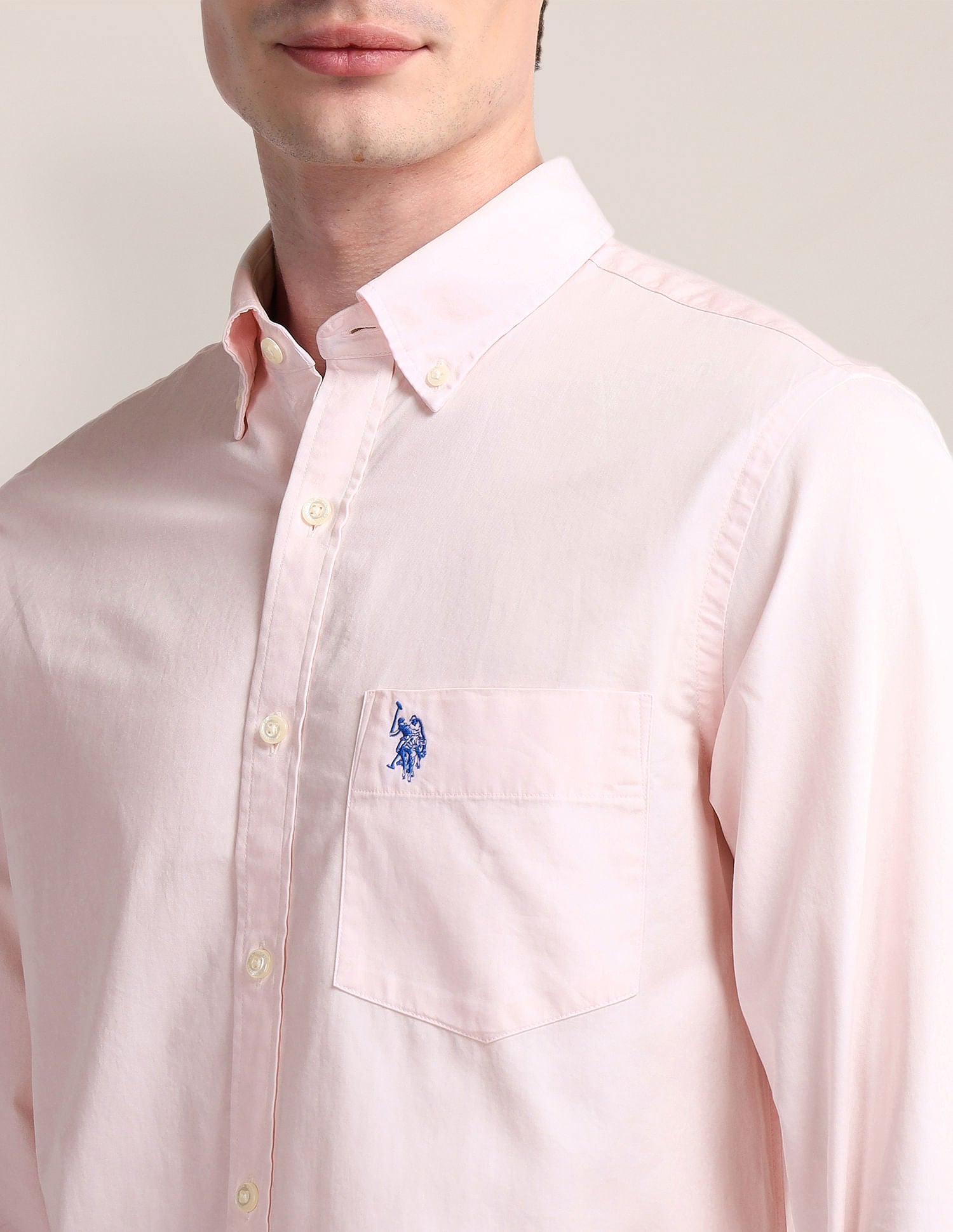 Tailored Fit Cotton Twill Shirt Light Pink - U.S. POLO ASSN. | Large
