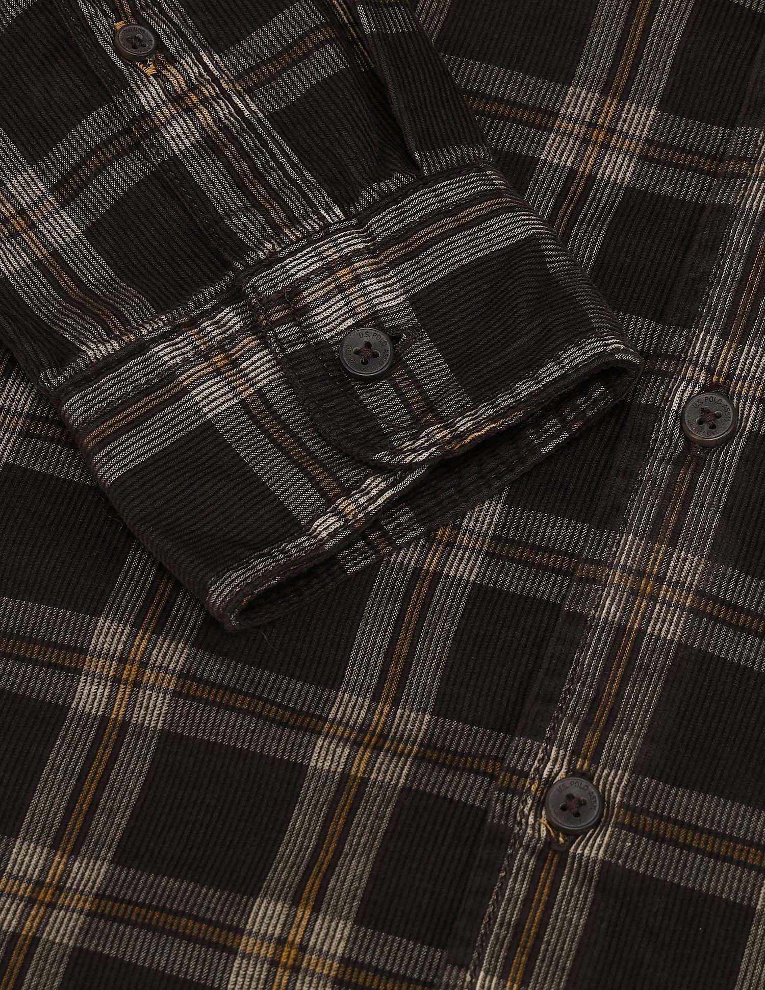 Slim Fit Corduroy Shirt Brown - U.S. Polo Assn. India | Large