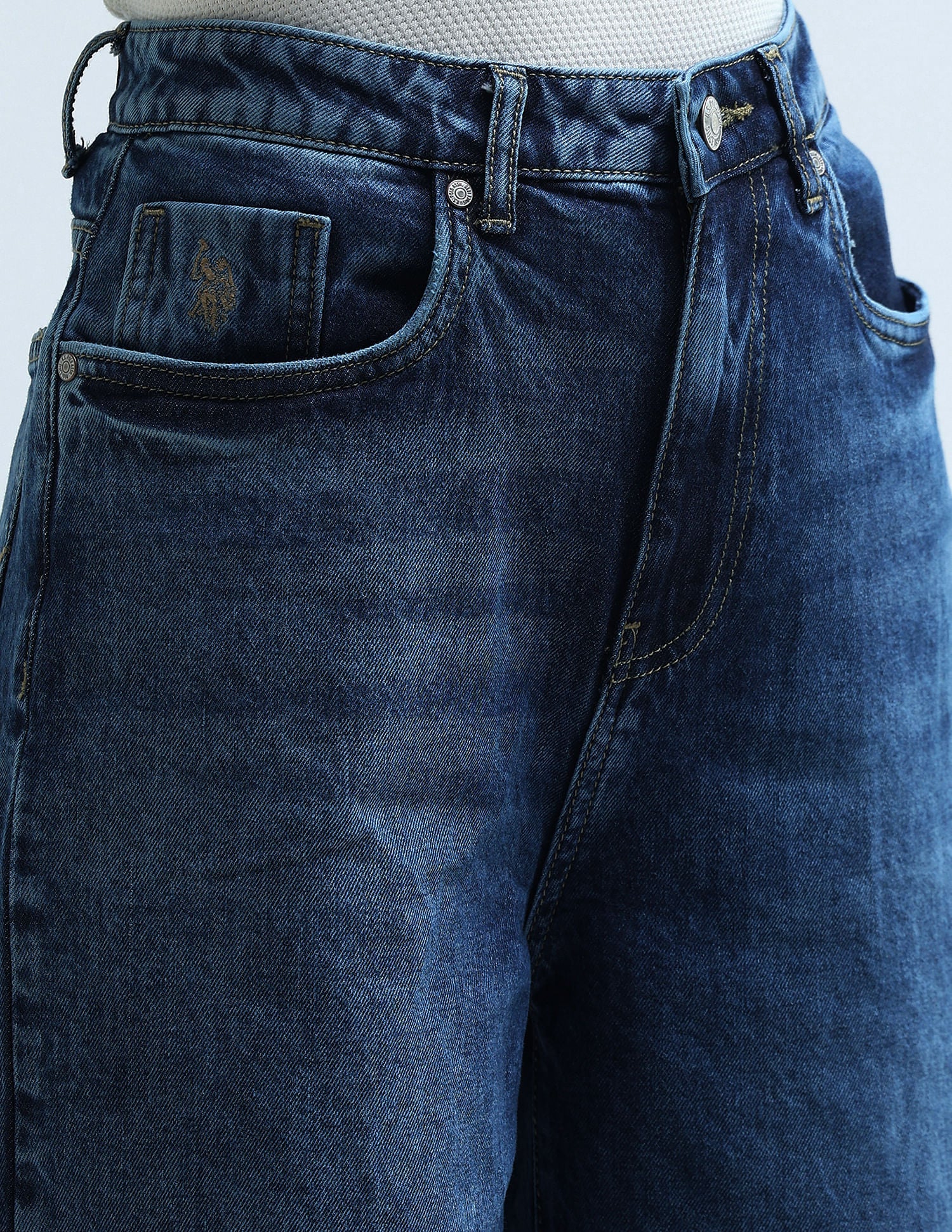 High Rise Wide Leg Jeans Blue - U.S. Polo Assn. India | Large