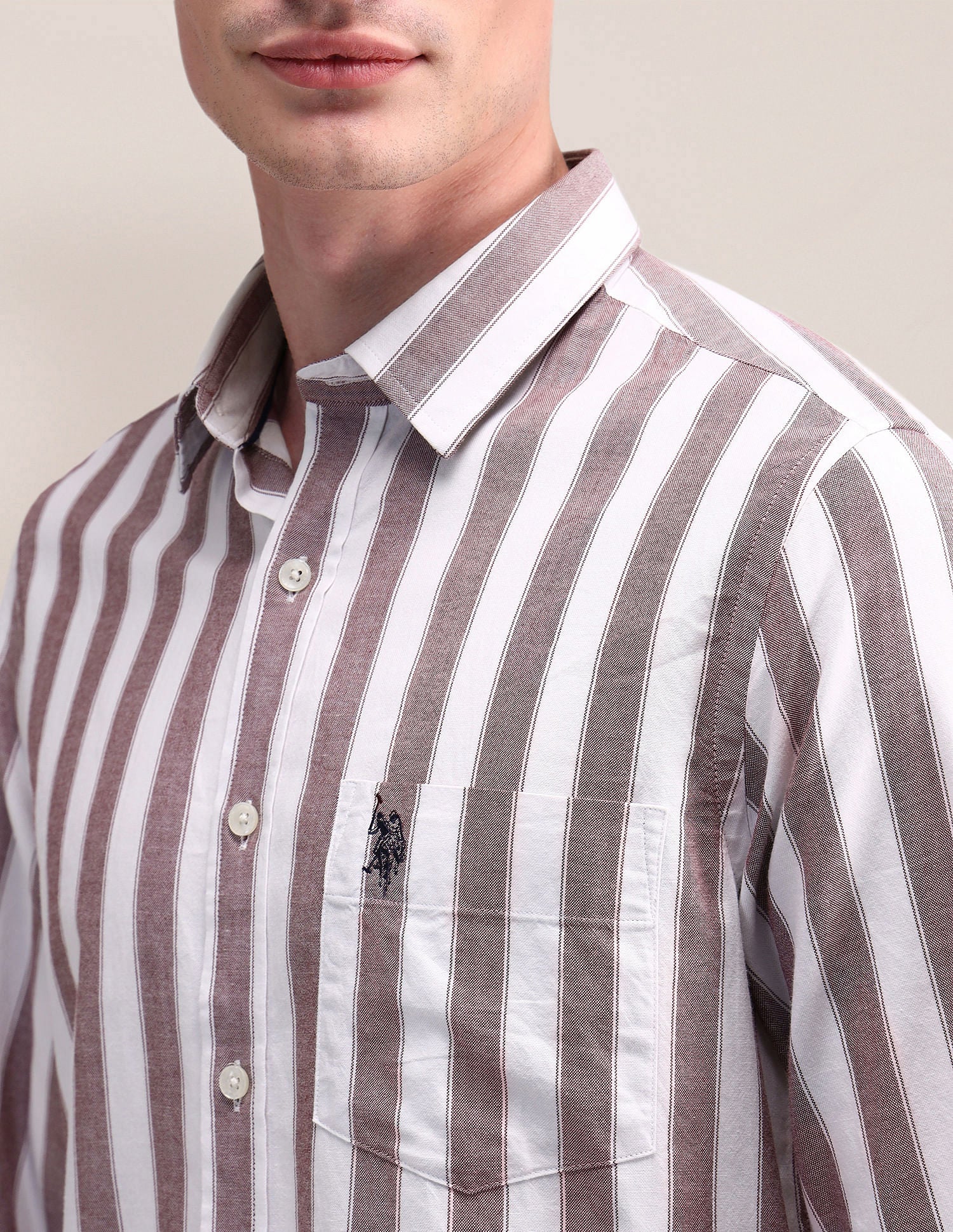 Vertical Striped Regular Shirt Red - U.S. POLO ASSN. | Large