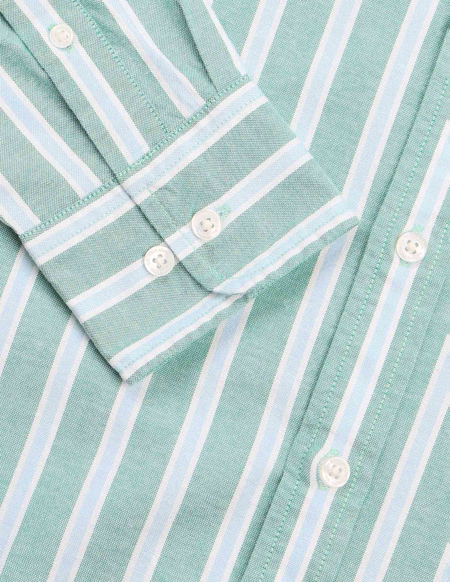 Pure Cotton Vertical Striped Shirt Green - U.S. Polo Assn. India | Large