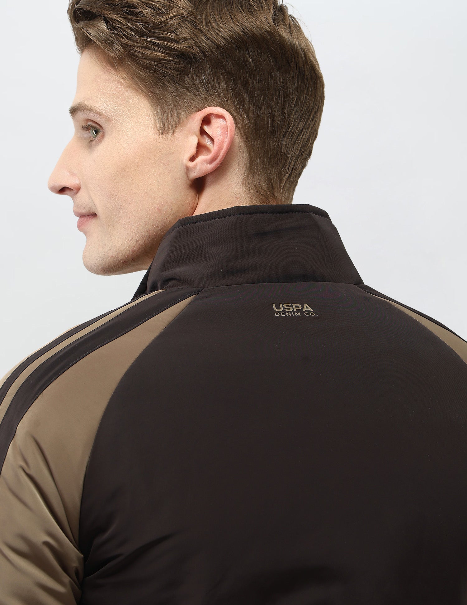 Colour Blocked Regular Fit Puffer Jacket Brown - U.S. Polo Assn. India | Large