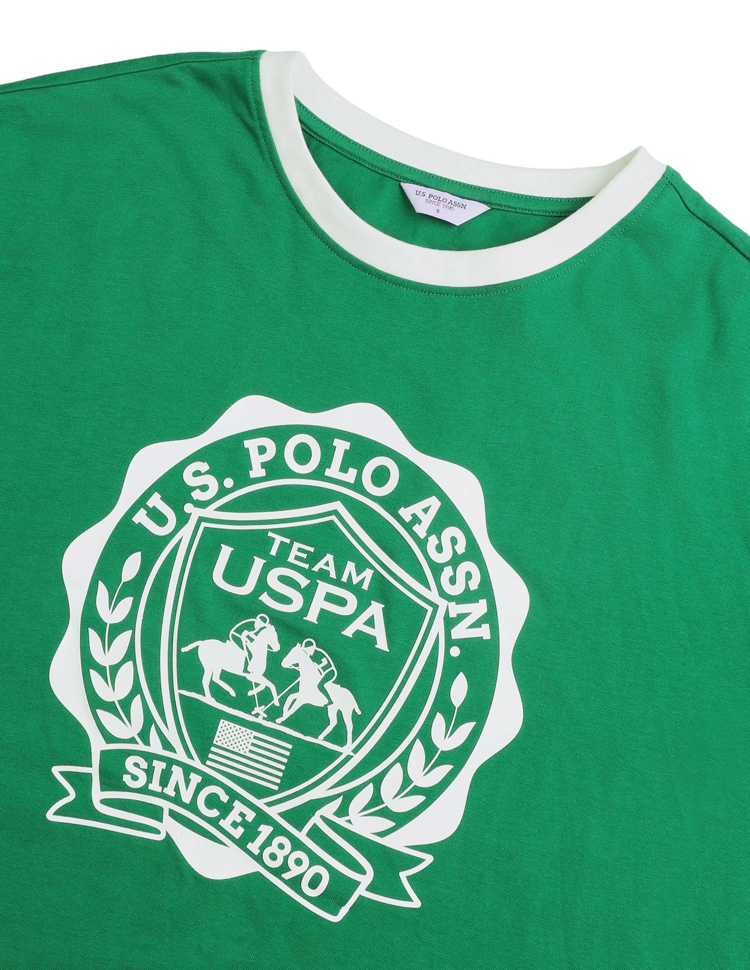 Graphic Brand Printed Oversized Fit T-Shirt Green - U.S. Polo Assn. India | Large