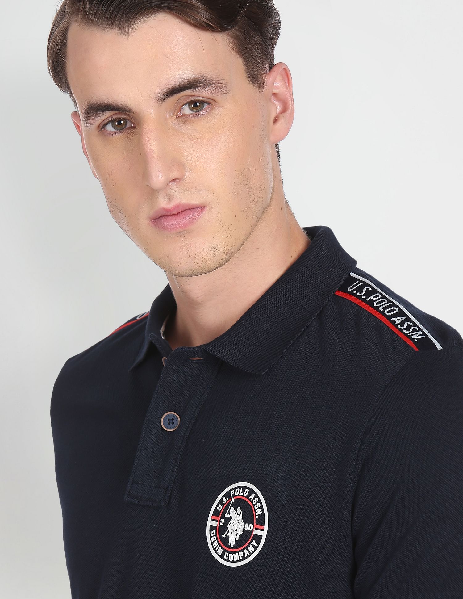 Pique Solid Cotton Polo Shirt Navy - U.S. Polo Assn. India | Large
