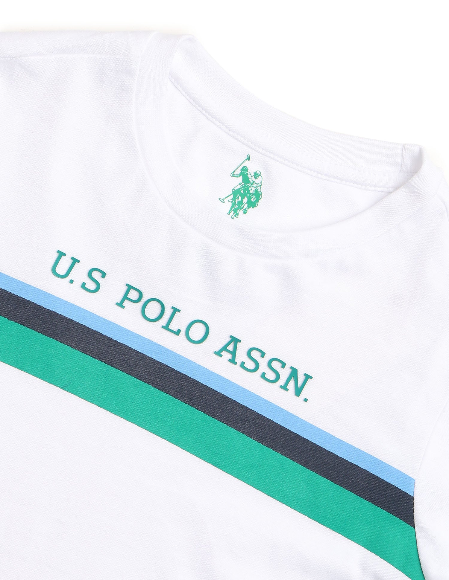 Boys Horizontal Striped Regular Fit T-Shirt White - U.S. POLO ASSN. | Large
