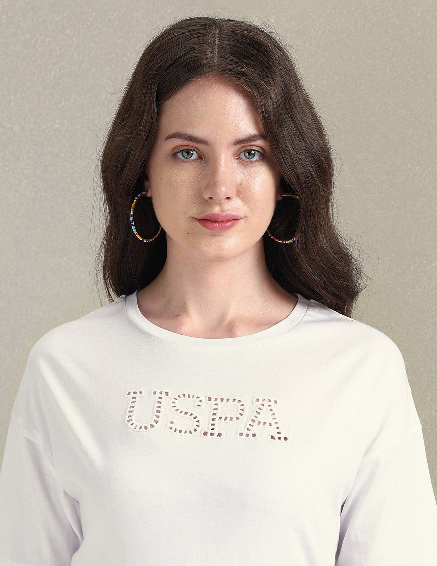 Cutwork Logo Cotton T-Shirt White - U.S. POLO ASSN. | Large