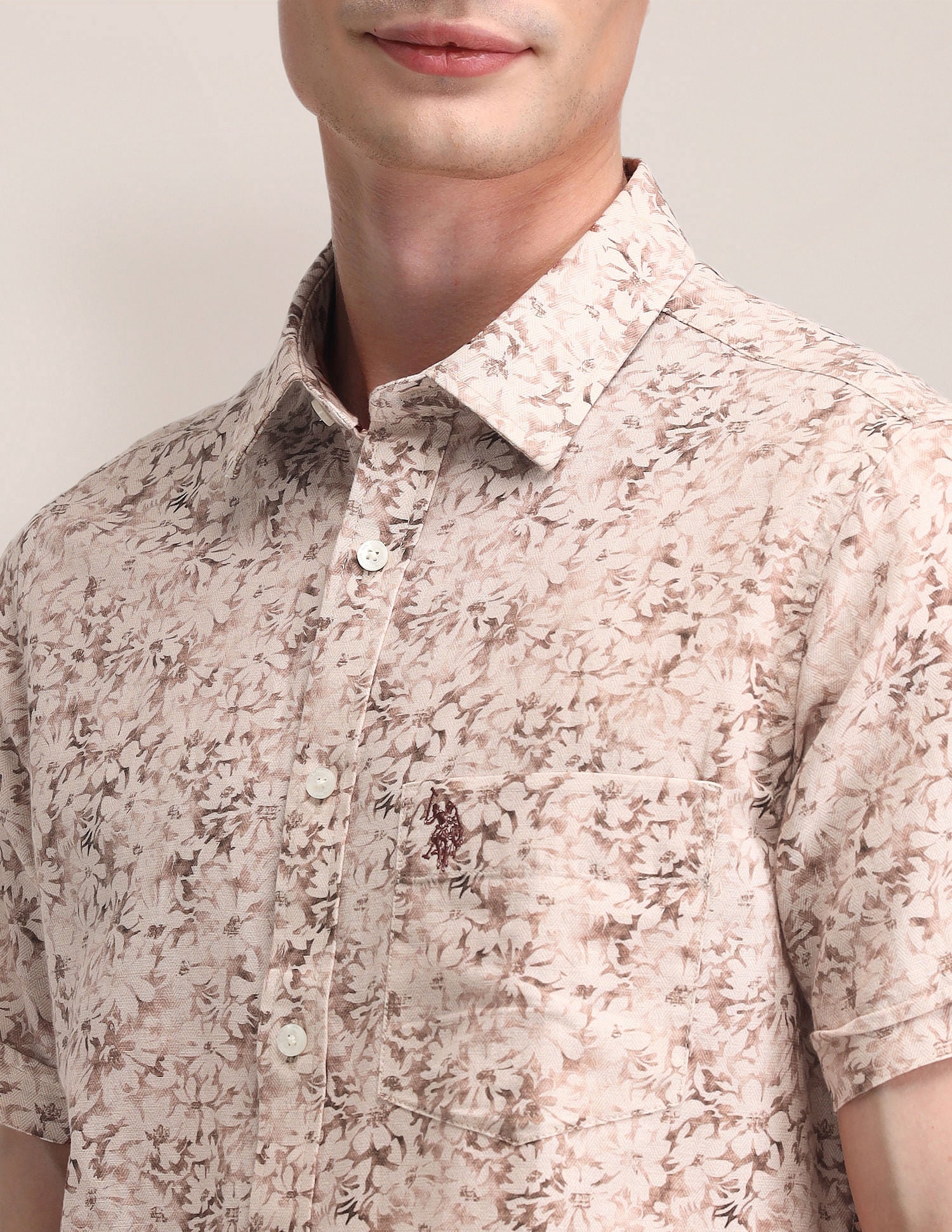 Tailored Fit Printed Shirt Pink - U.S. Polo Assn. India | Large