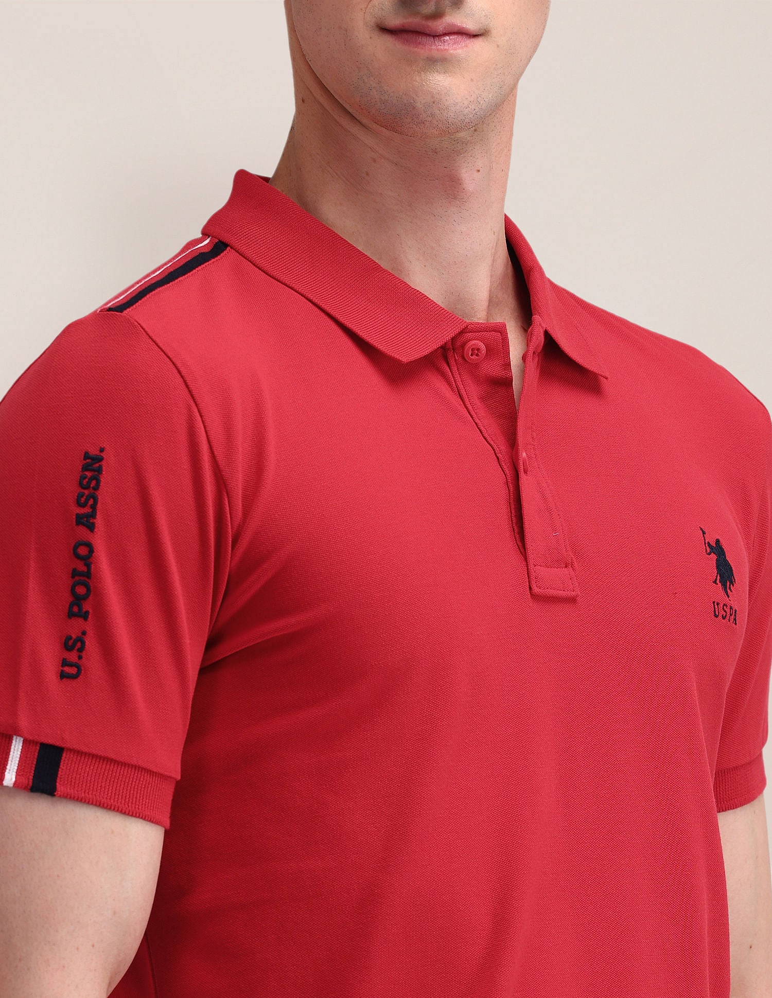 Slim Fit Solid Polo Shirt Red - U.S. Polo Assn. India | Large