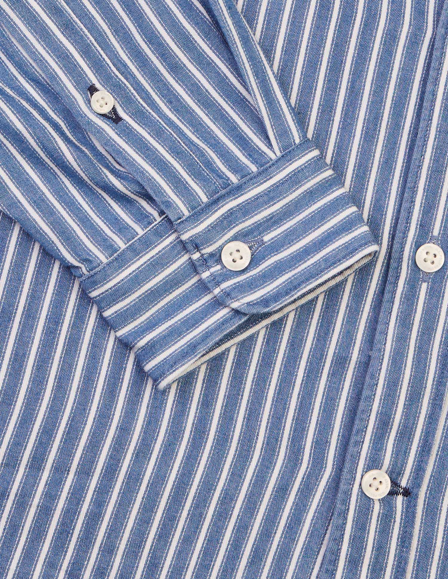 Vertical Striped Twill Shirt Light Indigo - U.S. Polo Assn. India | Large