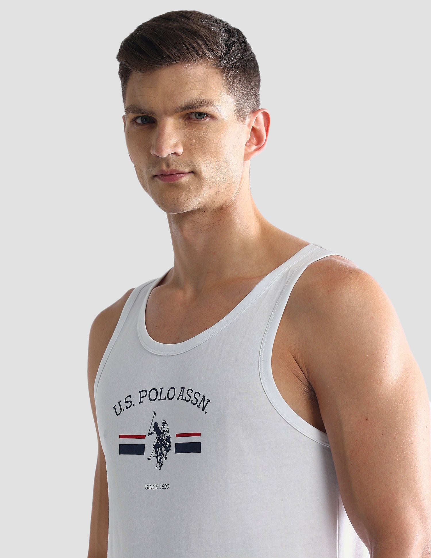 Brand Print Cotton OEV02 Vest - Pack Of 1 White - U.S. POLO ASSN. | Large