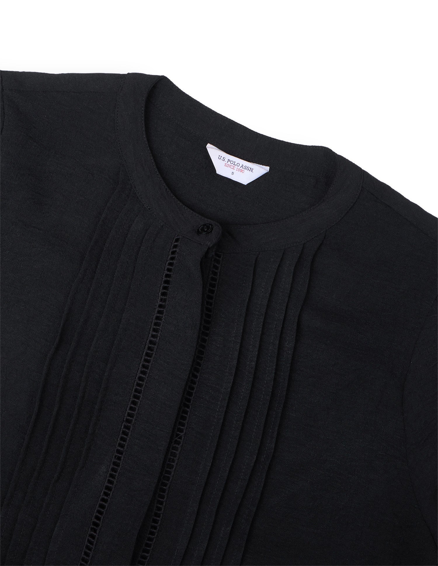Band Collar Puff Sleeve Top Black - U.S. Polo Assn. India | Large