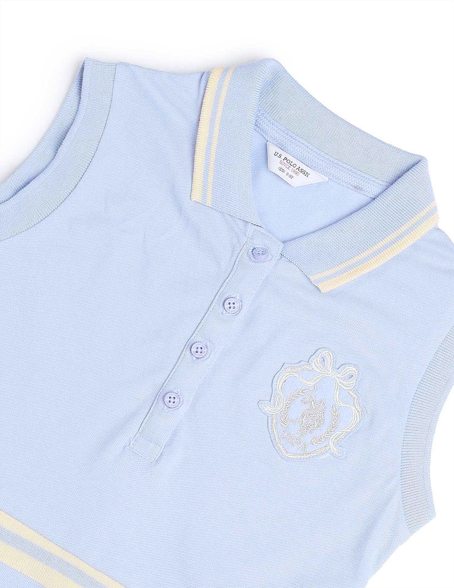 Girls Solid Skater Dress Light Blue - U.S. POLO ASSN. | Large