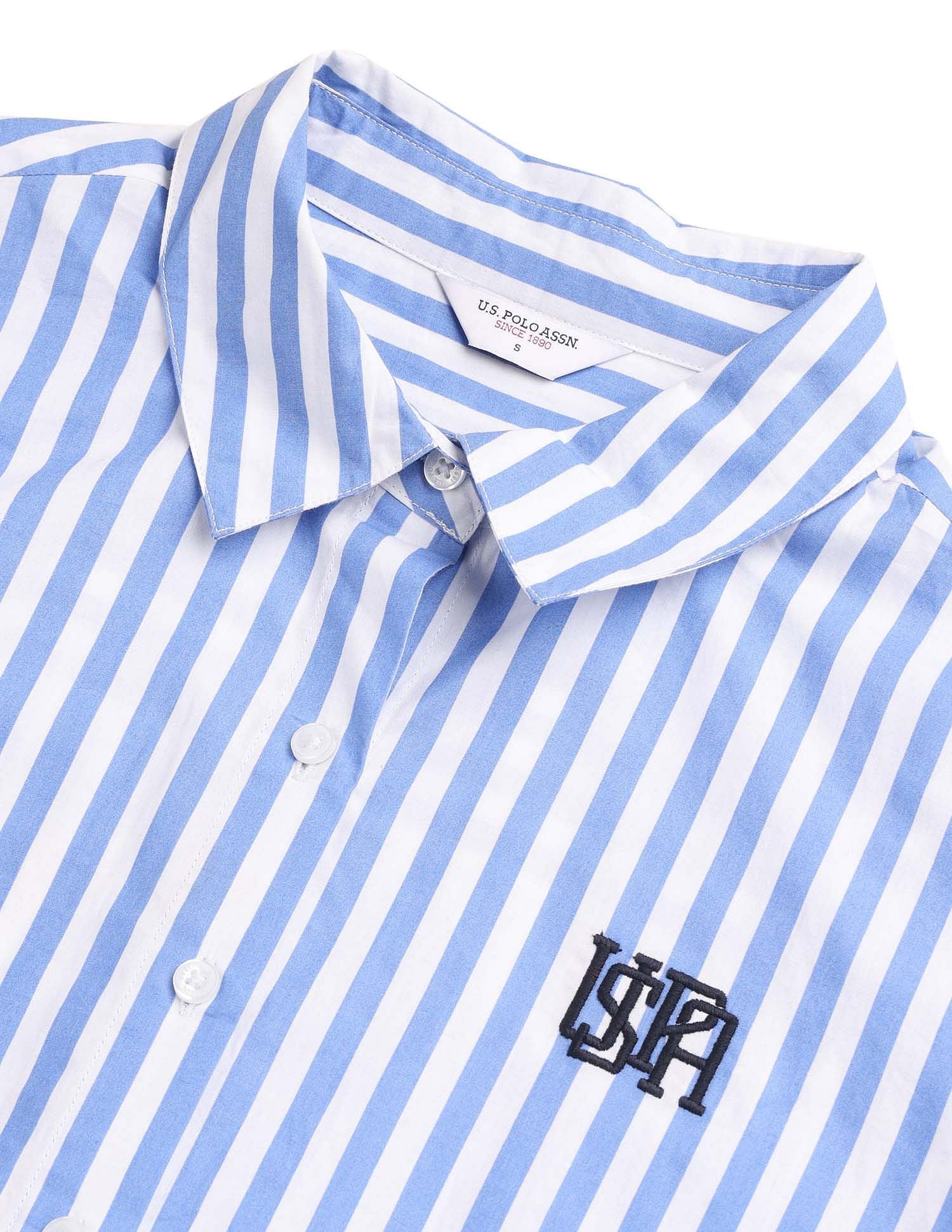 Regular Fit Vertical Striped Shirt Light Blue - U.S. POLO ASSN. | Large