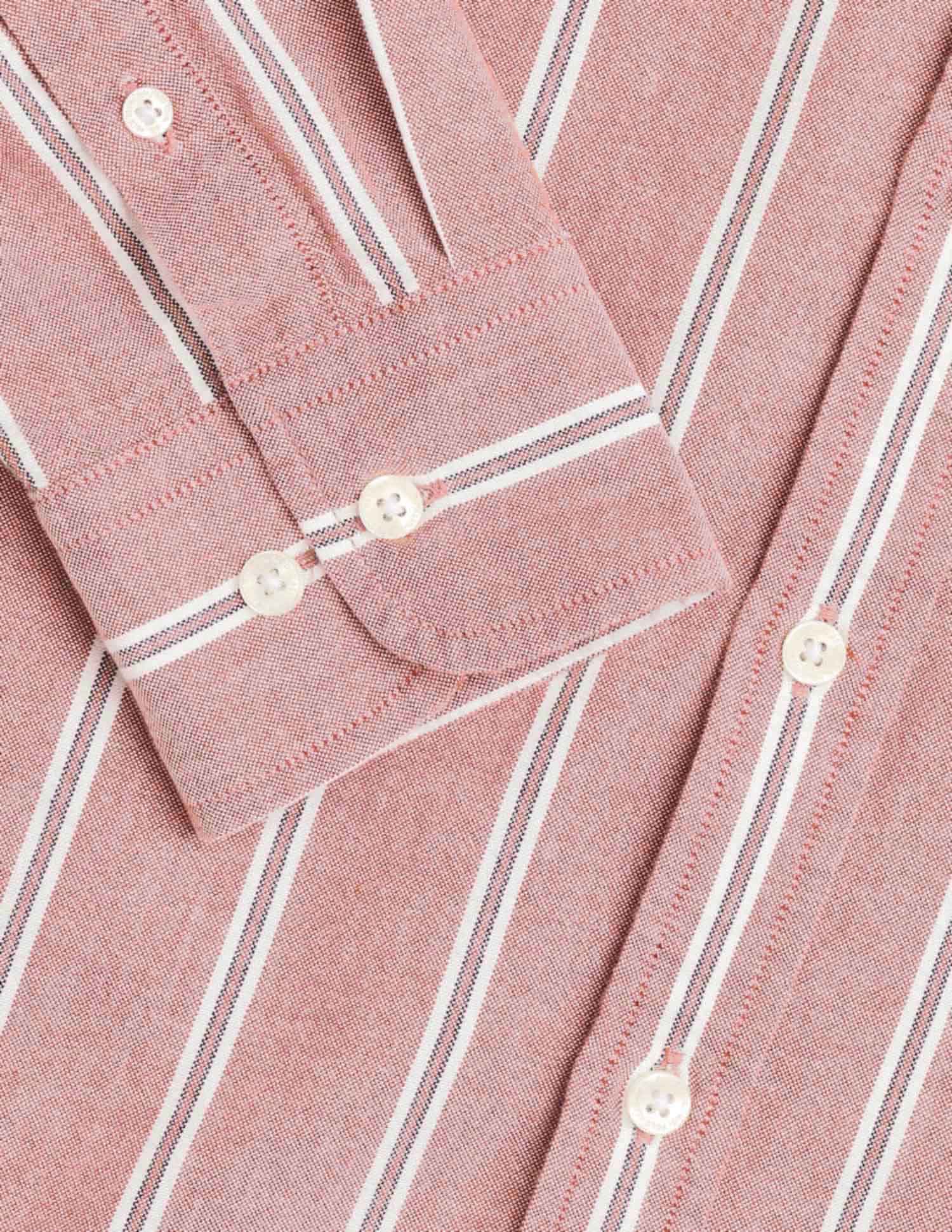 Vertical Striped Pure Cotton Shirt Rust - U.S. Polo Assn. India | Large