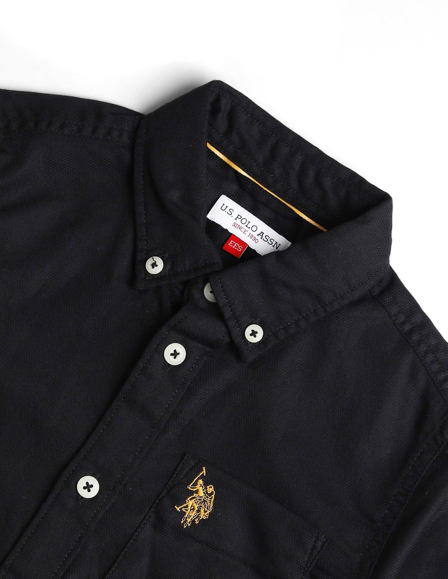 Dobby Cotton Shirt Black - U.S. POLO ASSN. | Large