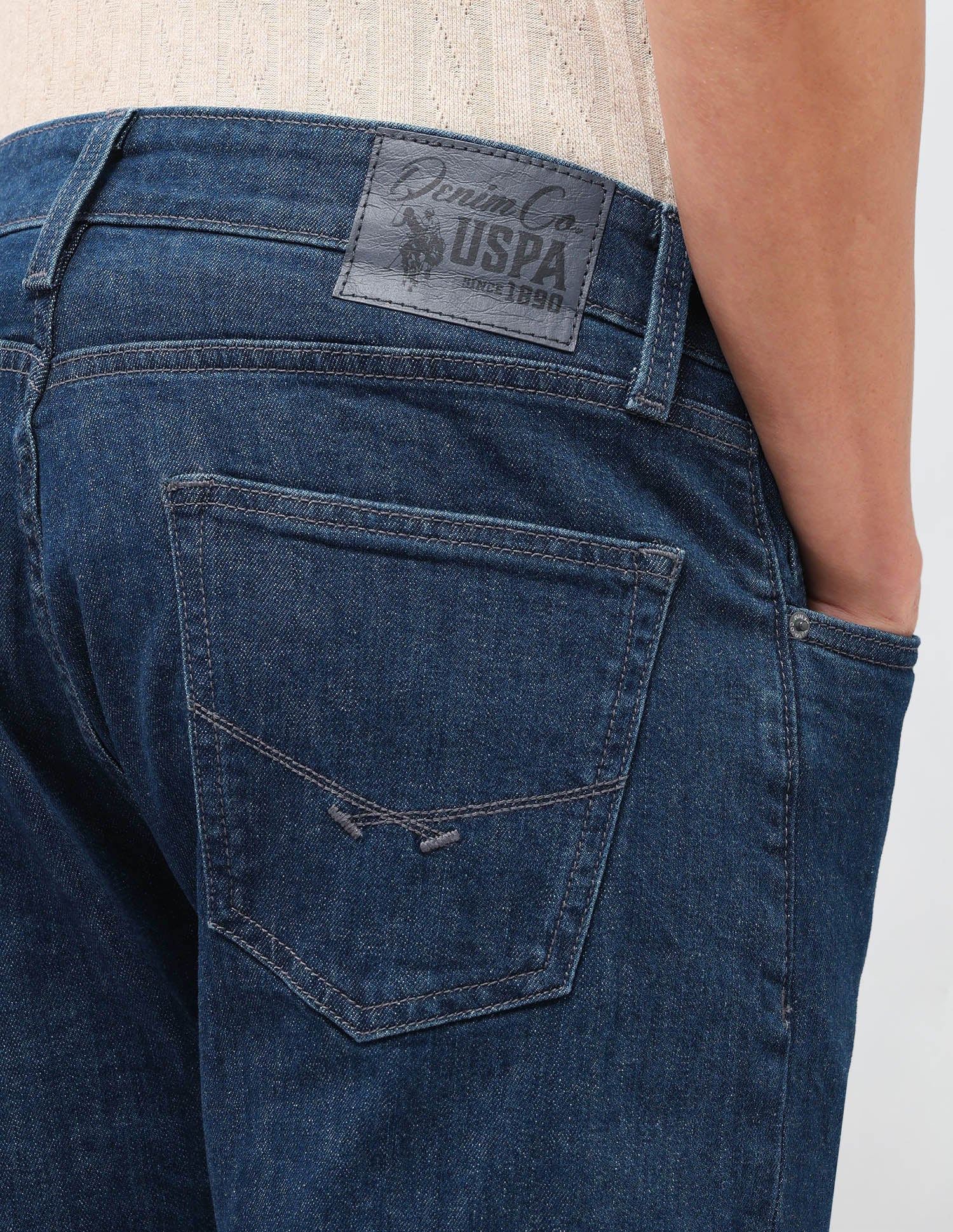 Mason Regular Straight Fit Rinsed Jeans Mid Blue - U.S. Polo Assn. India | Large