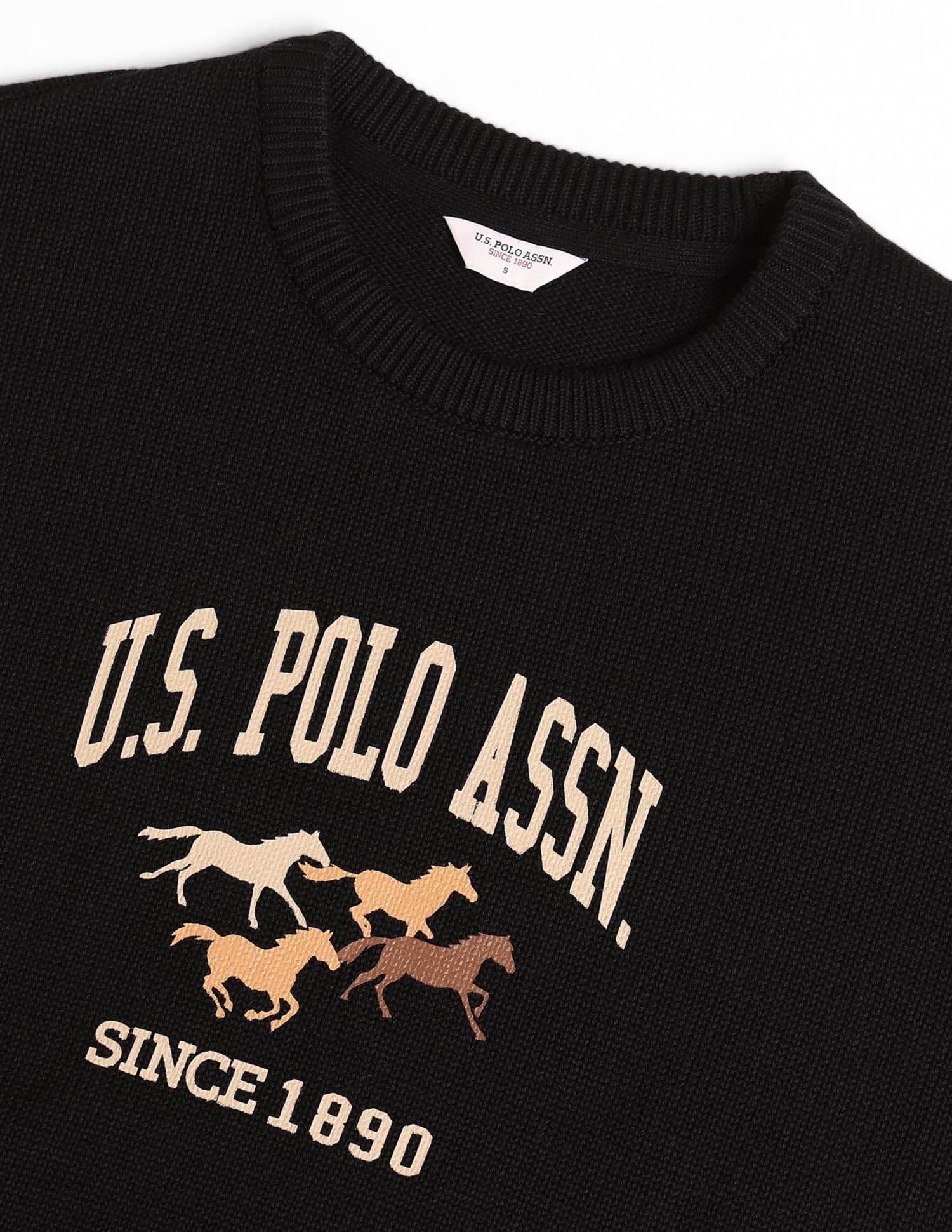 Regular Fit Brand Printed Sweater Black - U.S. POLO ASSN. | Large