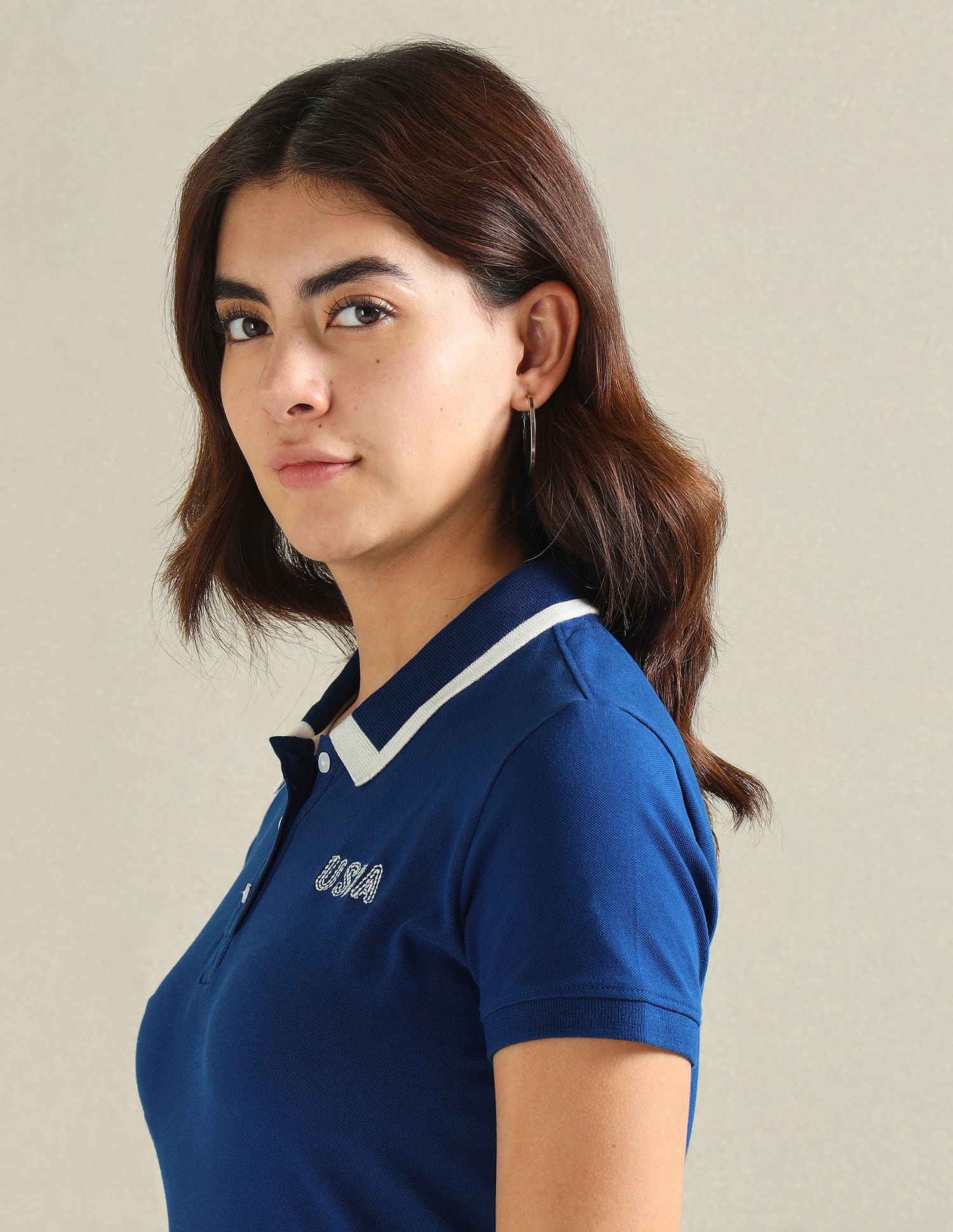 Cotton Stretch Tipped Polo Shirt Blue - U.S. POLO ASSN. | Large