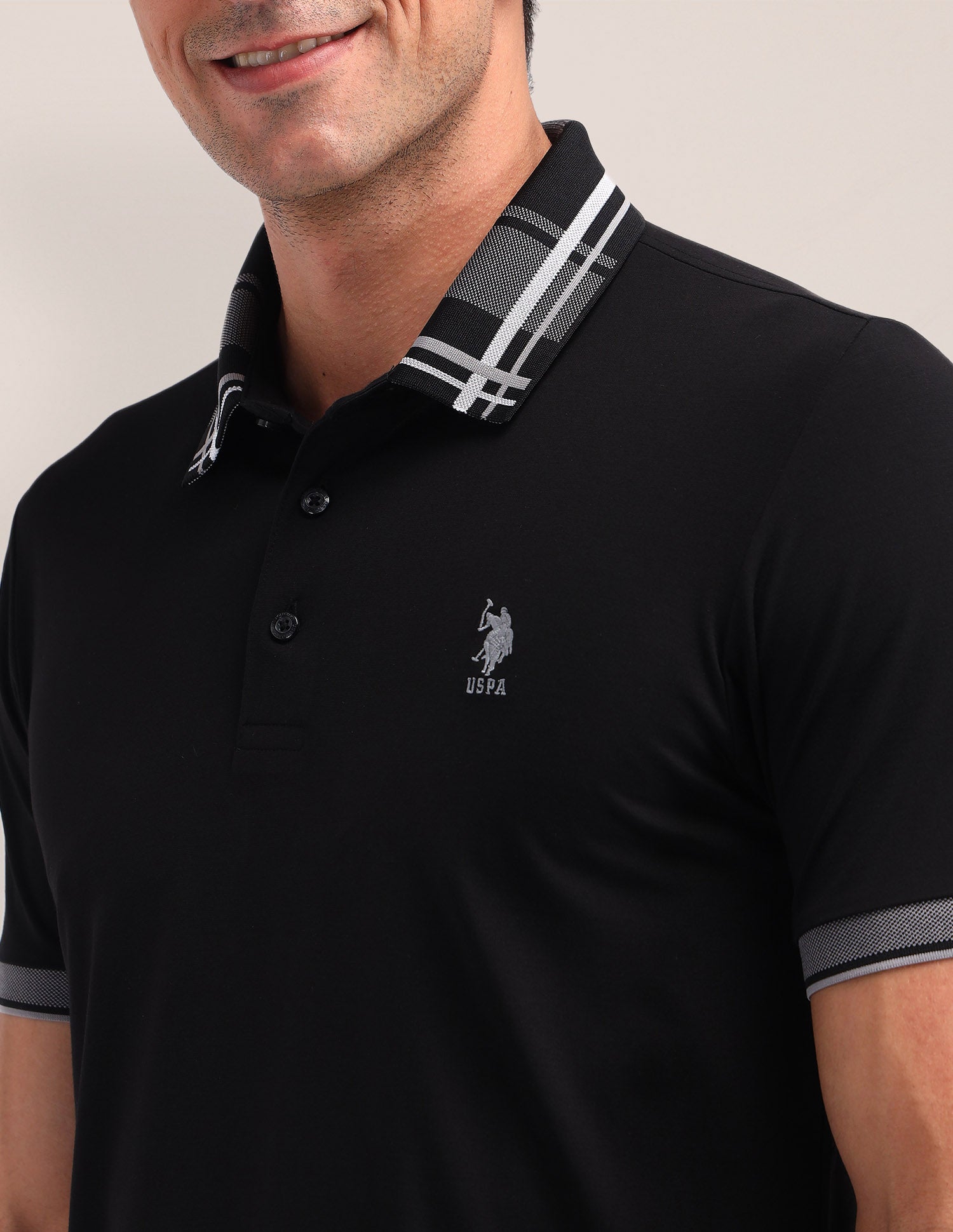 Solid Slim Fit Polo Shirt Black - U.S. Polo Assn. India | Large