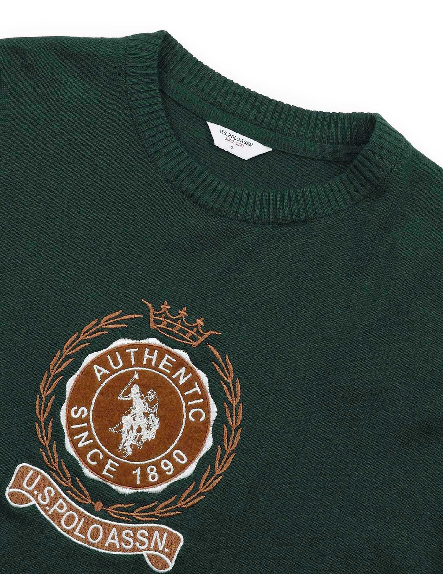 Drop Shoulder Relaxed Fit Sweater Green - U.S. POLO ASSN. | Large