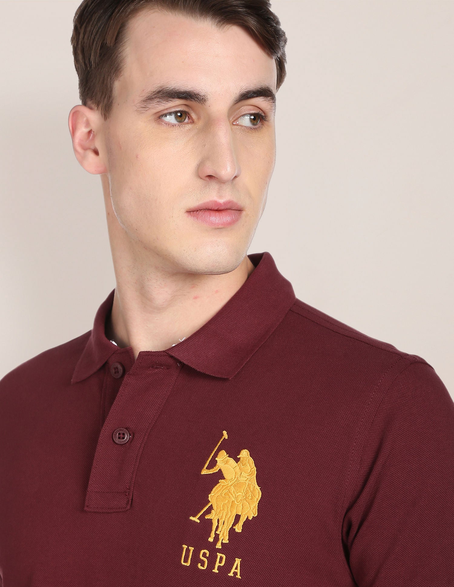 Compact Cotton Logo Polo Shirt Maroon - U.S. POLO ASSN. | Large