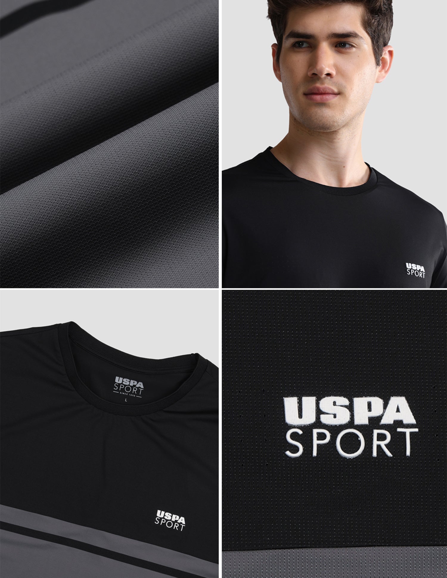Colourblocked Slim Fit Active T-Shirt Black - U.S. Polo Assn. India | Large