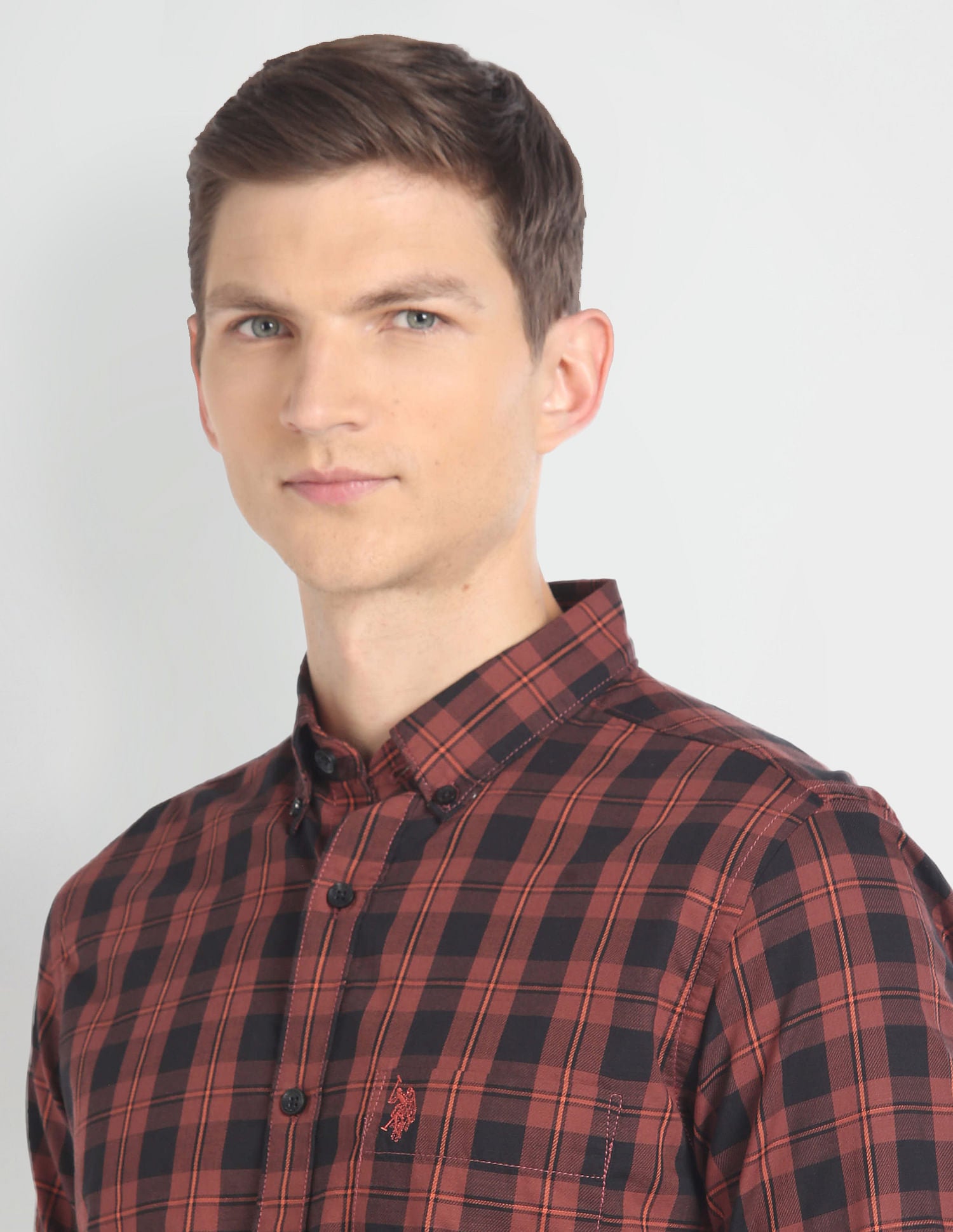 Tartan Check Cotton Twill Shirt Brown - U.S. Polo Assn. India | Large