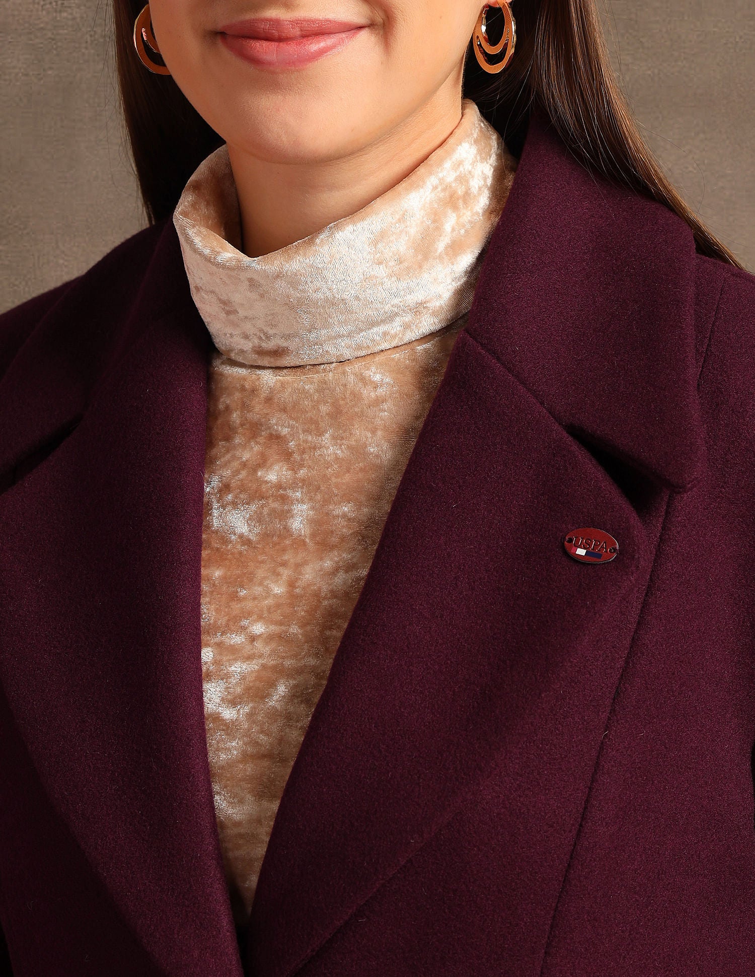Long Line Solid Jacket Maroon - U.S. Polo Assn. India | Large