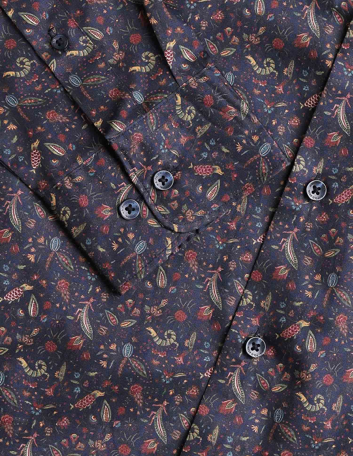 All-Over Printed Satin Shirt Navy - U.S. Polo Assn. India | Large