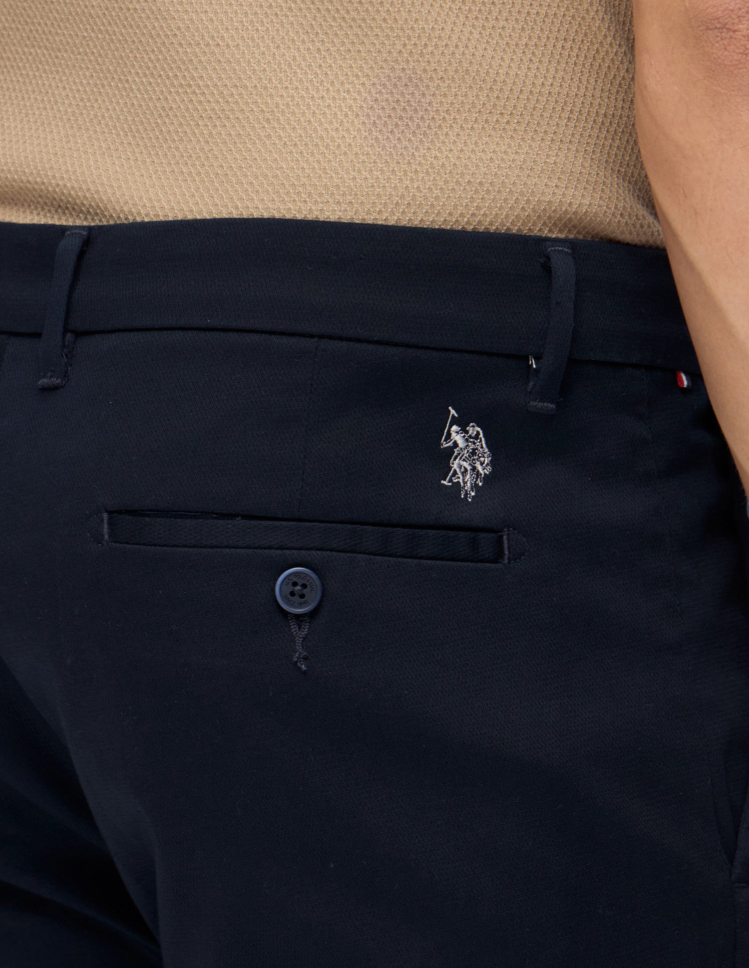 Austin Trim Regular Fit Mid Rise Trousers Navy - U.S. Polo Assn. India | Large