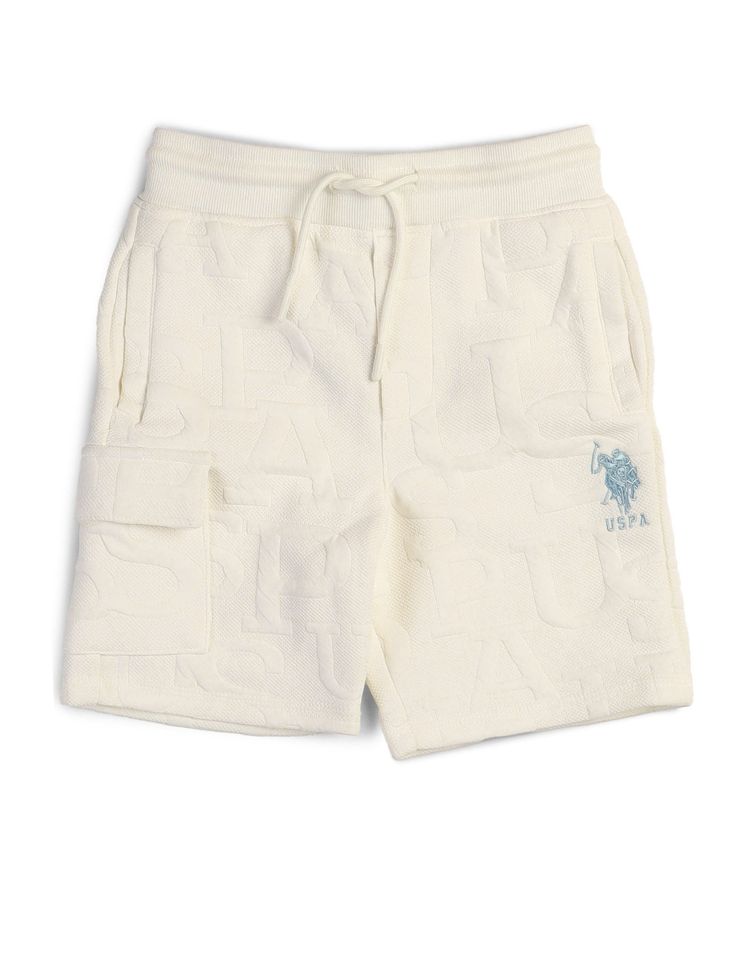 Boys Brand Embossed Regular Fit Shorts White - U.S. POLO ASSN. | Large