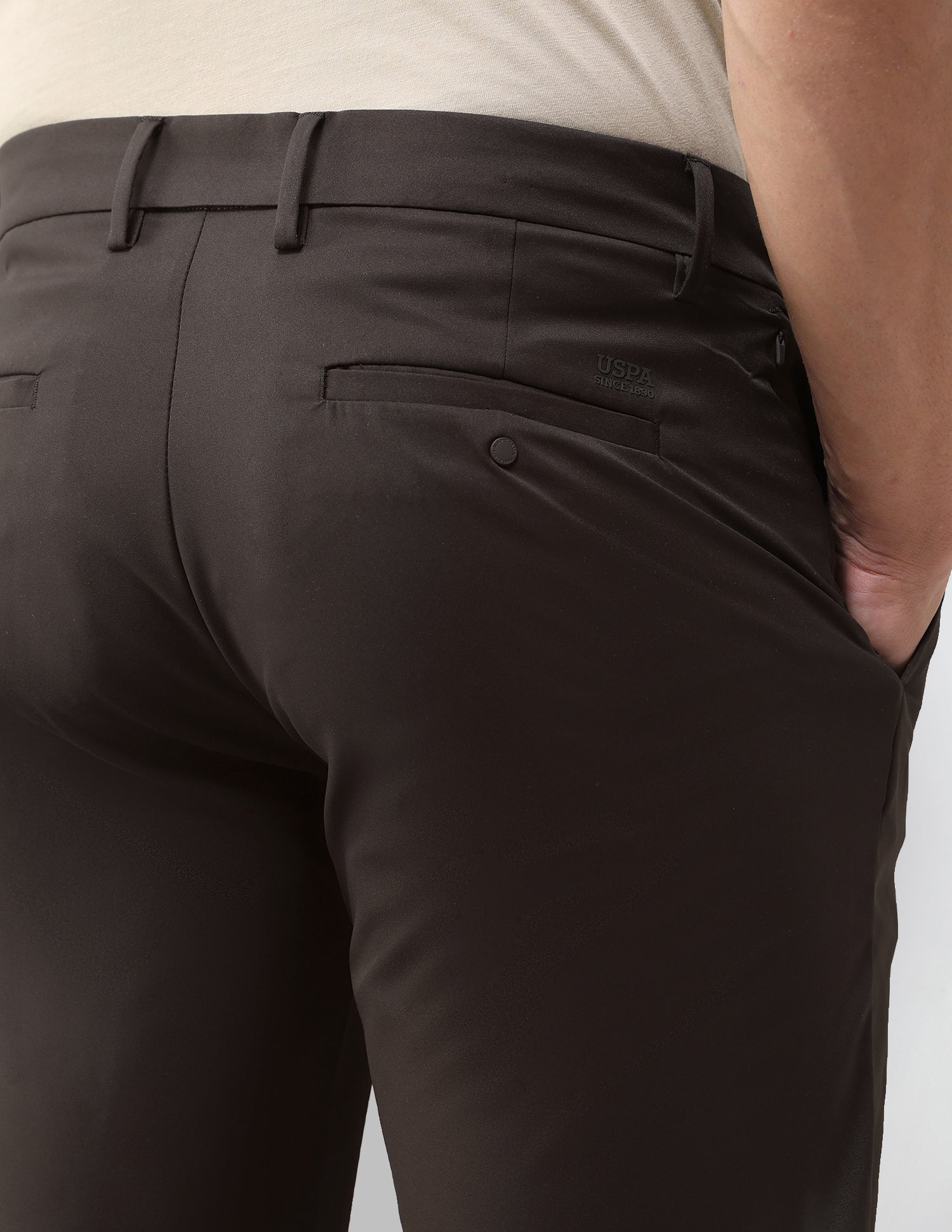 Mid Rise Riley Straight Fit Trousers Choco - U.S. Polo Assn. India | Large