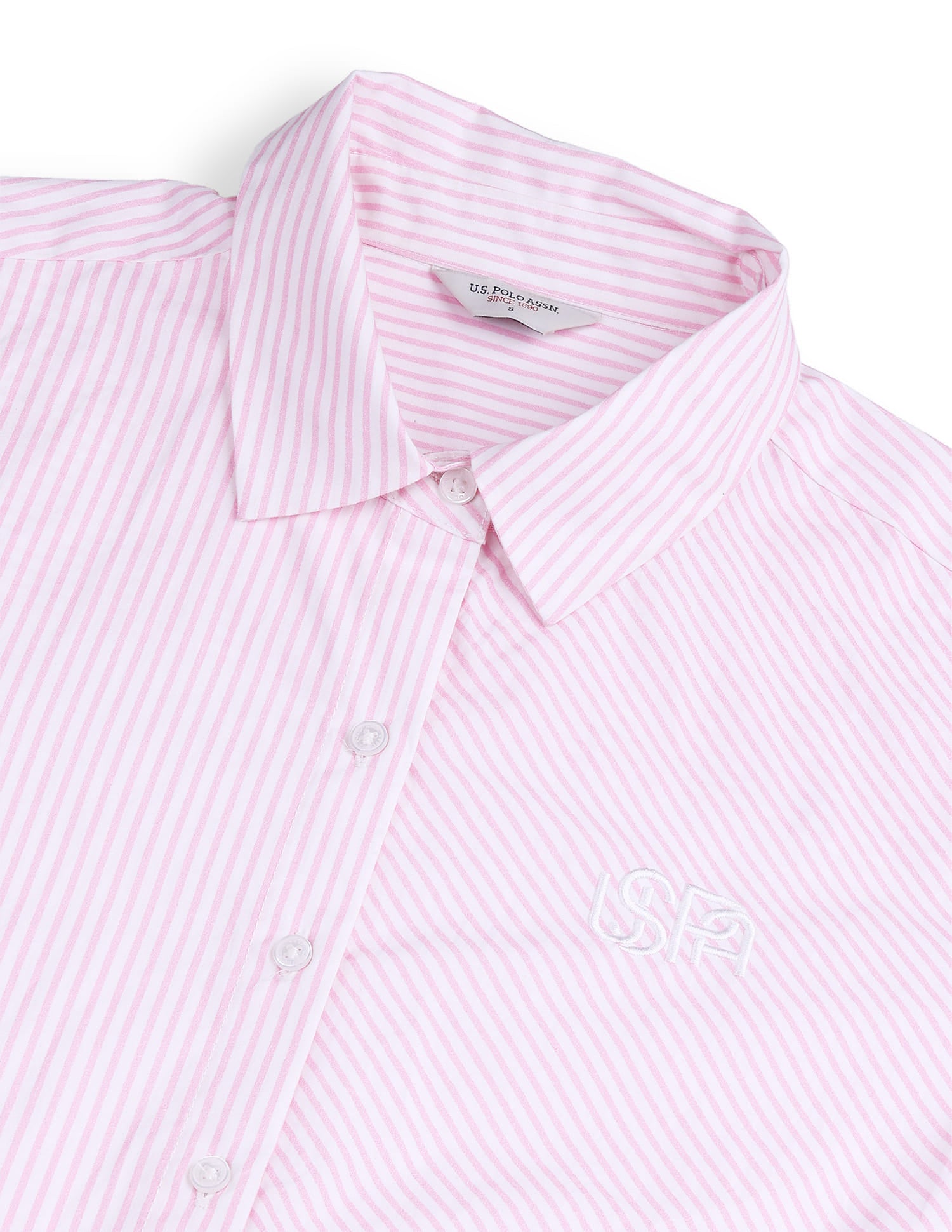 Vertical Striped Oversized Fit Shirt Pink - U.S. Polo Assn. India | Large