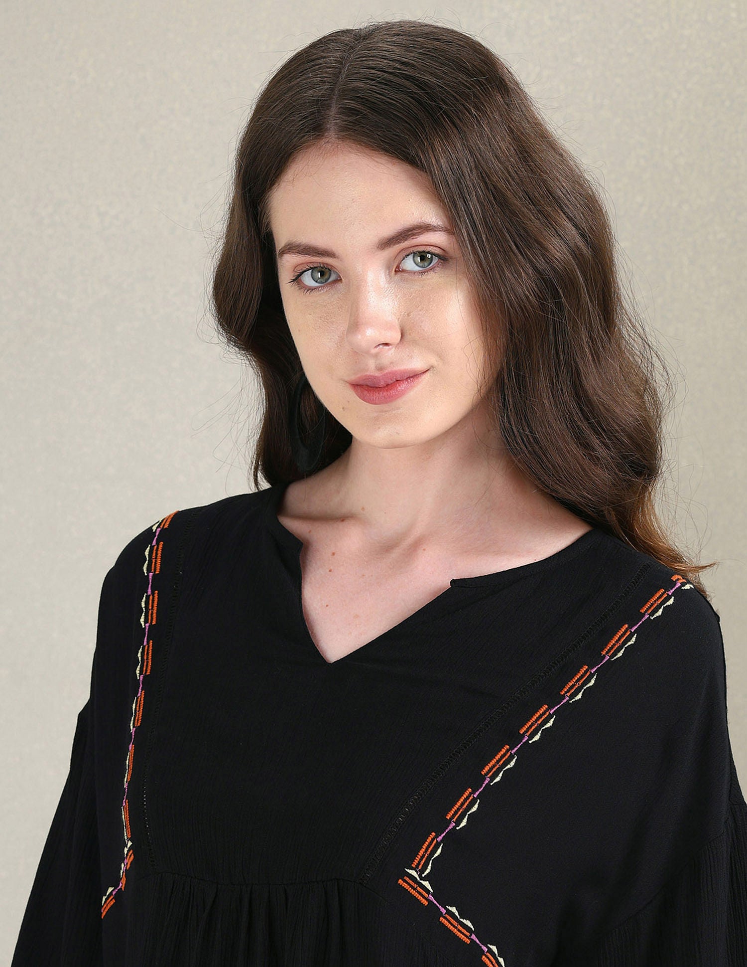 Crinkle Viscose Relaxed Top Black - U.S. POLO ASSN. | Large