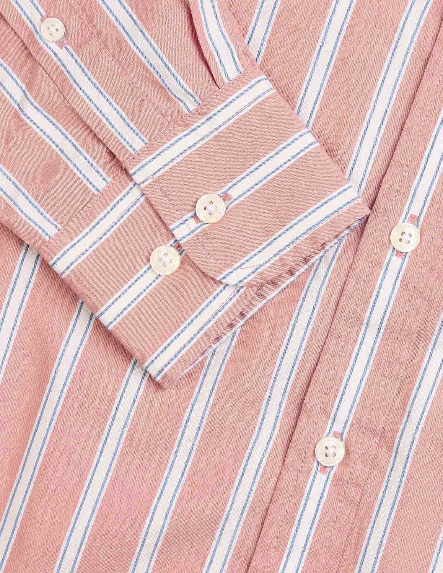 Vertical Striped Pure Cotton Shirt Rust - U.S. Polo Assn. India | Large
