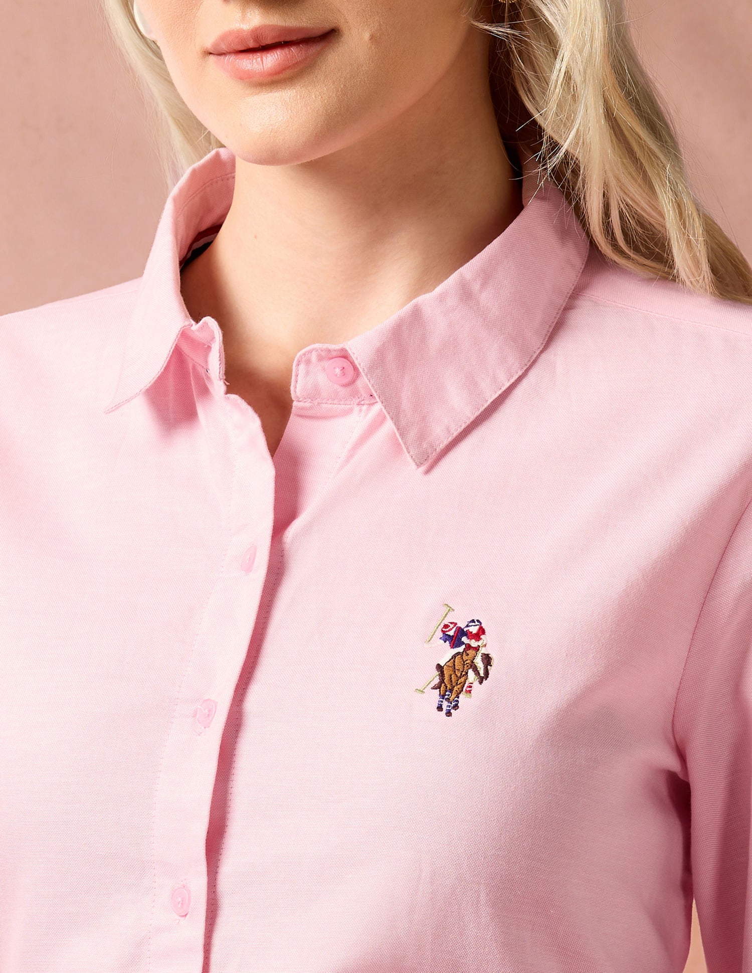 Embroidered Logo Oxford Shirt Turquoise - U.S. POLO ASSN. | Large