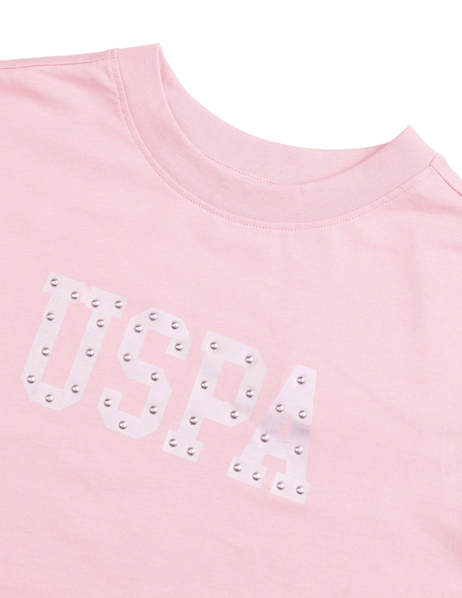 Brand Embellished Boxy Fit T-Shirt Light Pink - U.S. Polo Assn. India | Large