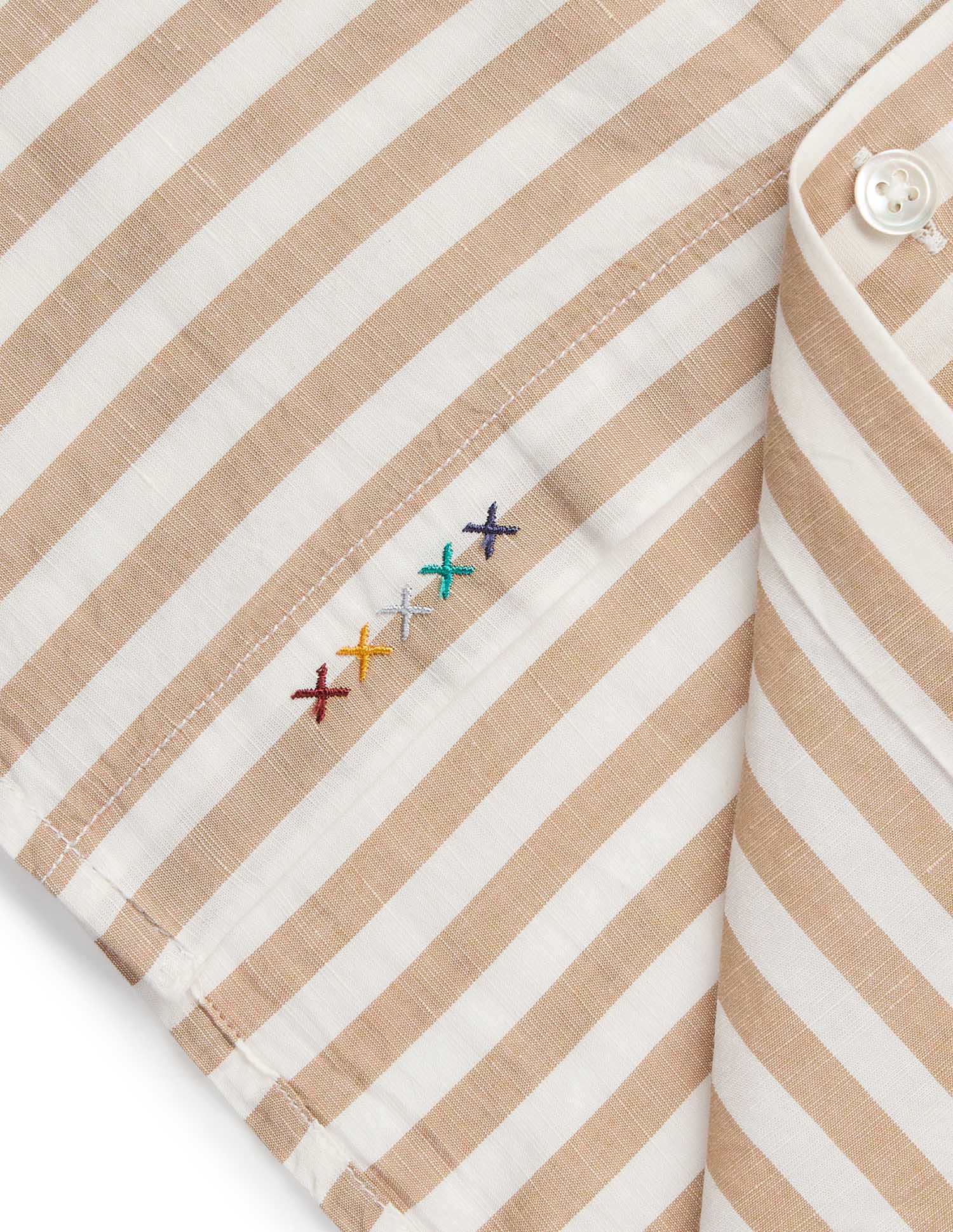 Pacho X Vertical Stripe Cotton Linen Shirt Beige - U.S. POLO ASSN. | Large