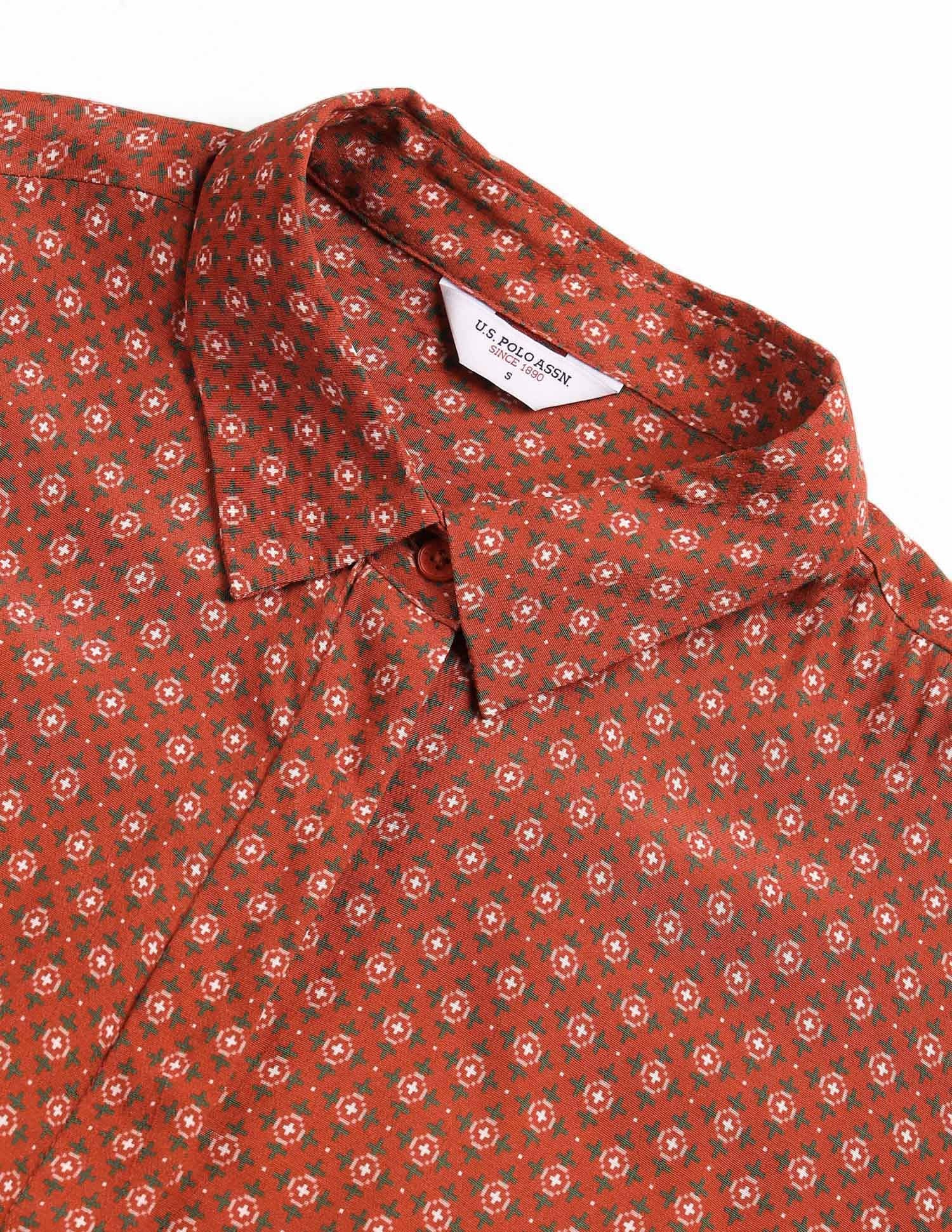 Concealed Placket Geometric Printed Shirt Multi - U.S. POLO ASSN. | Large