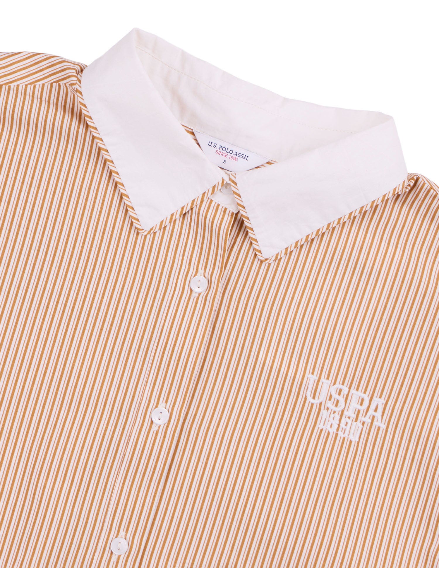 Vertical Striped Cropped Shirt Mustard - U.S. Polo Assn. India | Large