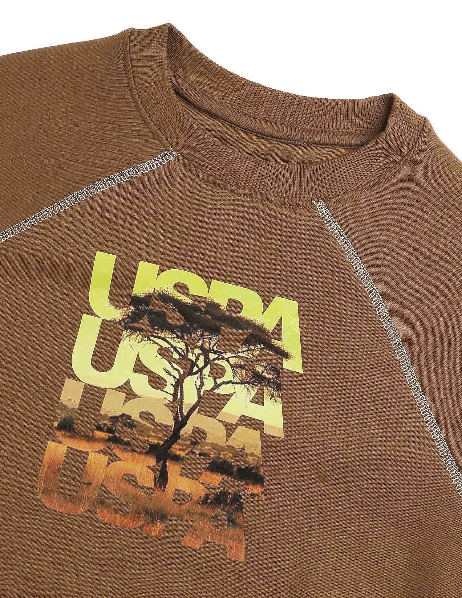 Brand Printed Regular Fit Sweatshirt Brown - U.S. POLO ASSN. | Large