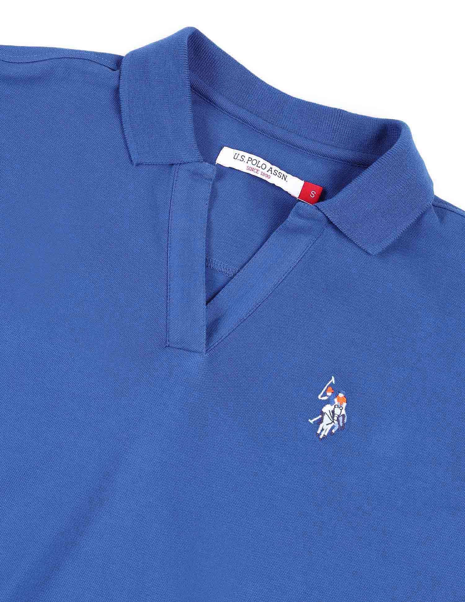 Boxy Fit Solid Polo Shirt Blue - U.S. Polo Assn. India | Large