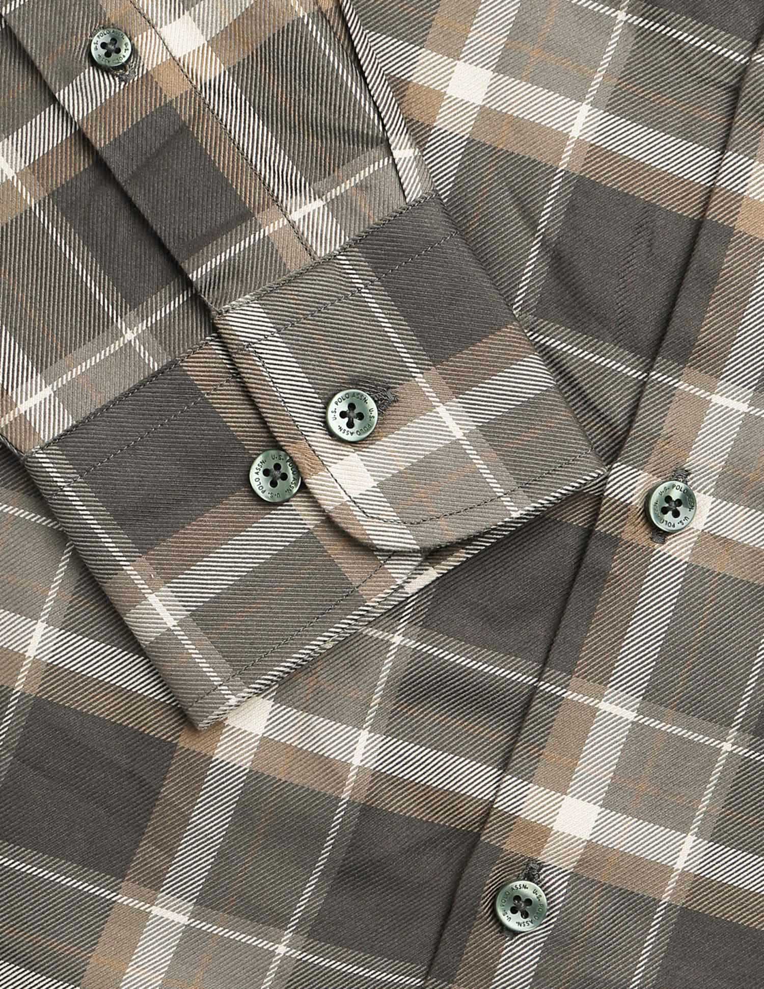 Tartan Checked Twill Shirt Olive - U.S. POLO ASSN. | Large