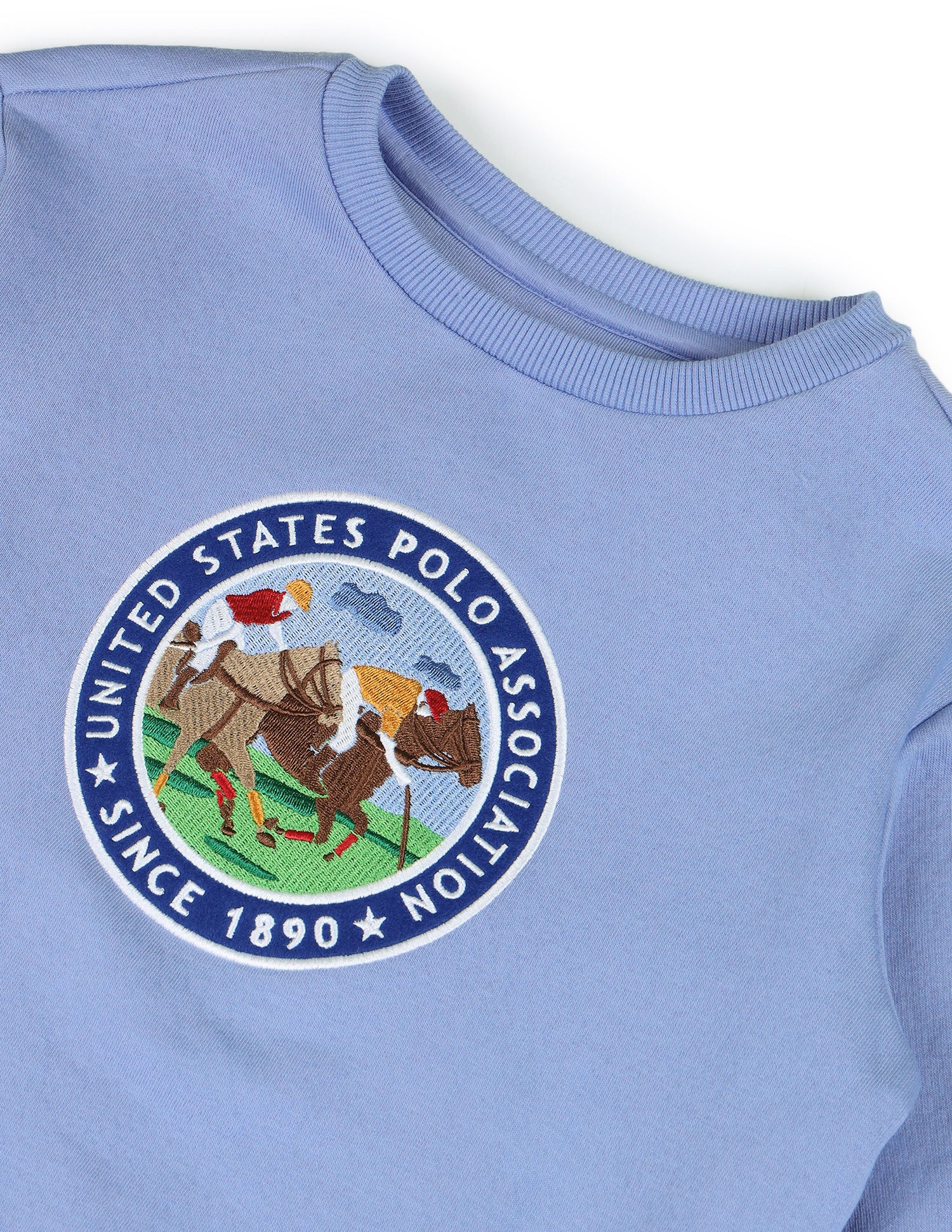 Boys Regular Fit Brand Embroidered Sweatshirt Light Blue - U.S. POLO ASSN. | Large