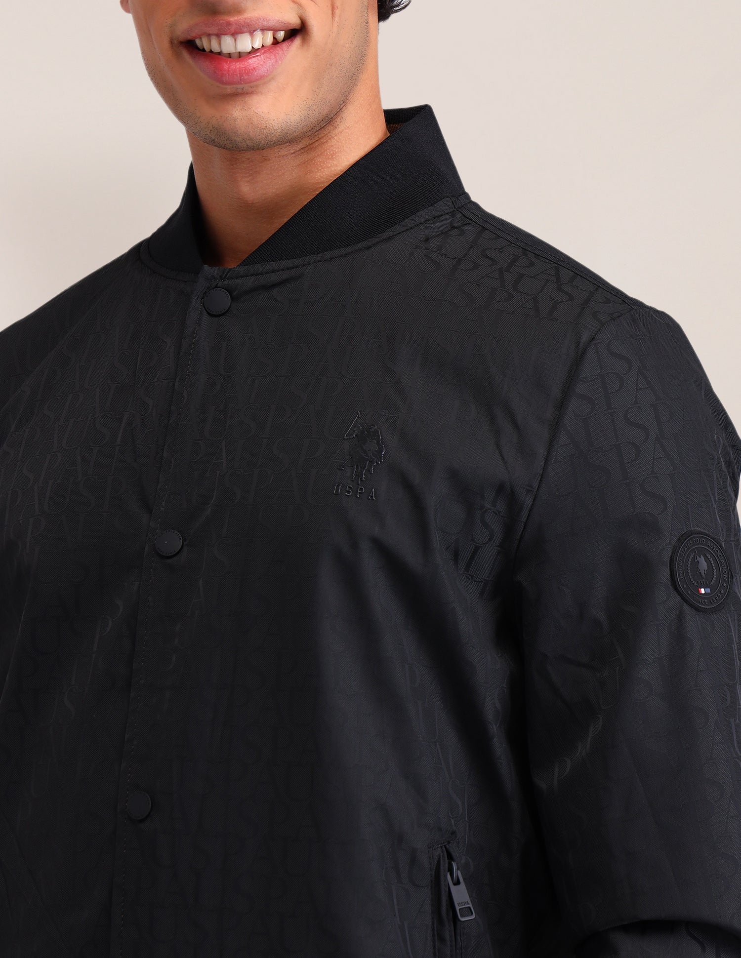 Brand Printed Regular Fit Jacket Khaki - U.S. POLO ASSN. | Large