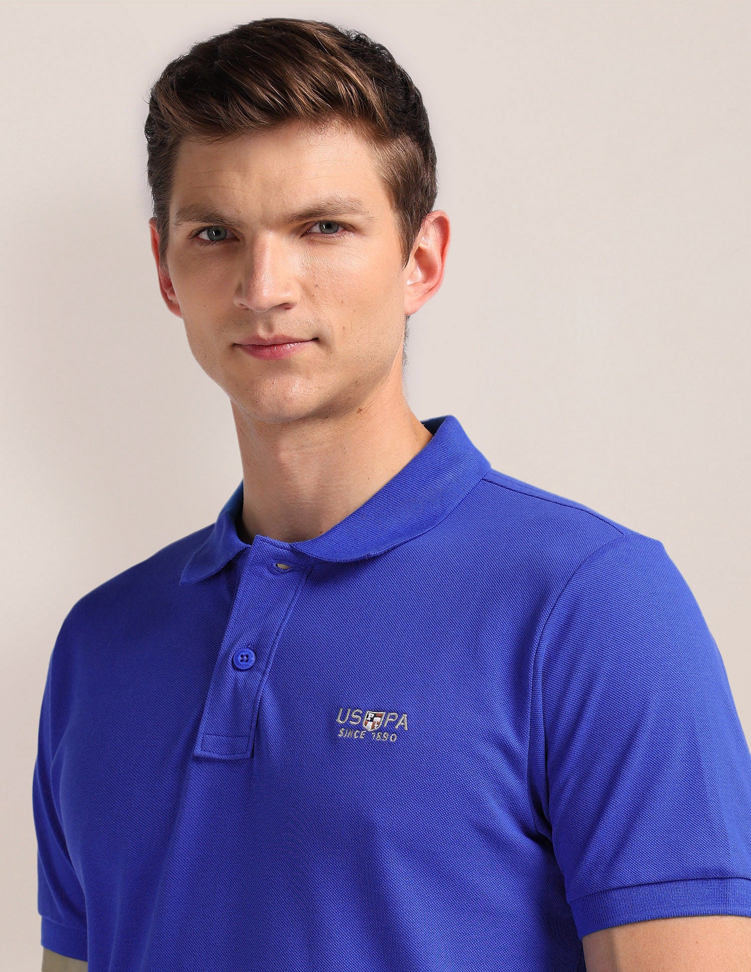 Solid Slim Fit Polo Shirt Blue - U.S. Polo Assn. India | Large